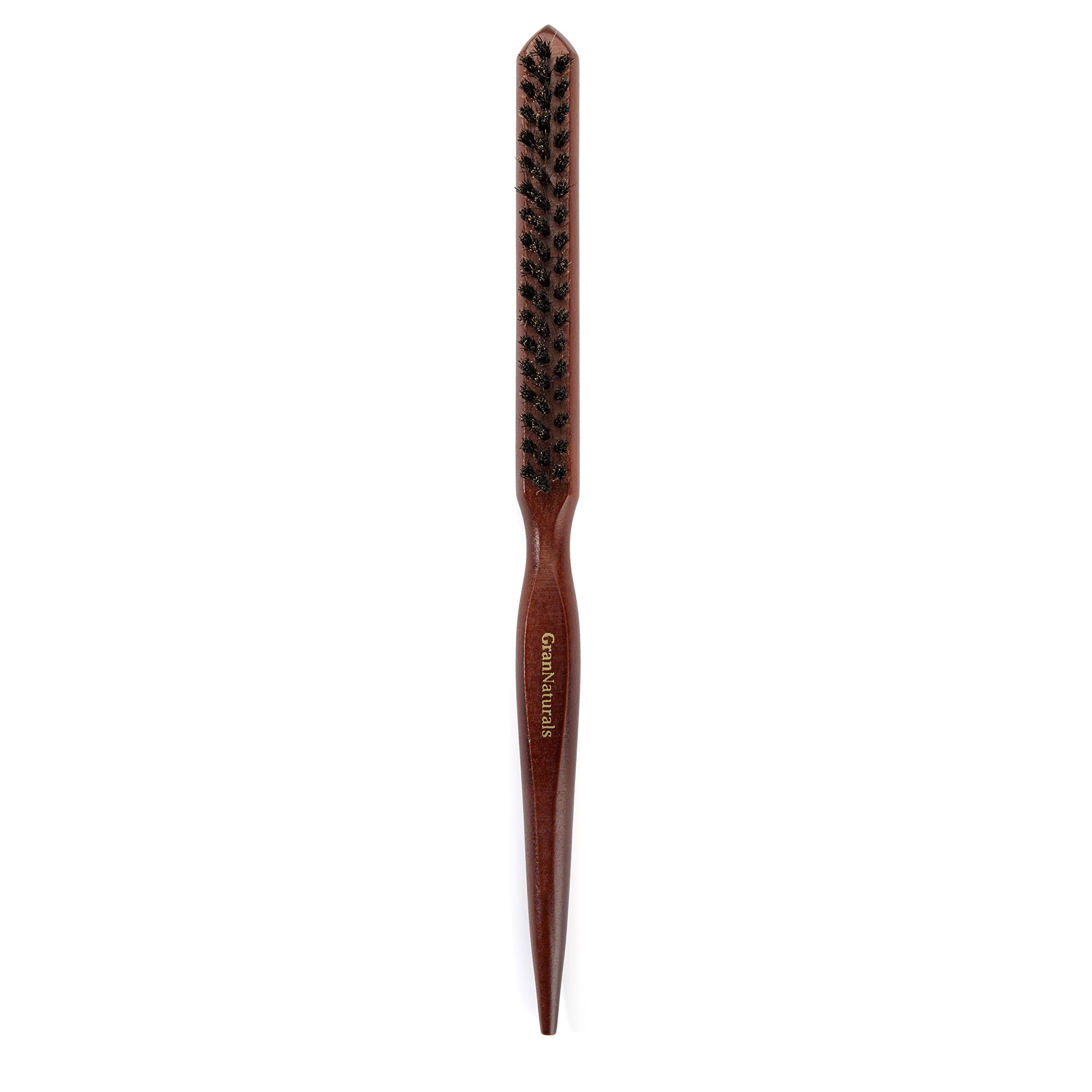 Teasing Boar Bristle Hair Brush for Women - Teasing Comb with Rat Tail Pick for Hair Sectioning Used for Edge Control, Backcombing, Smoothing, and Styling Fine Hair to Create Volume
