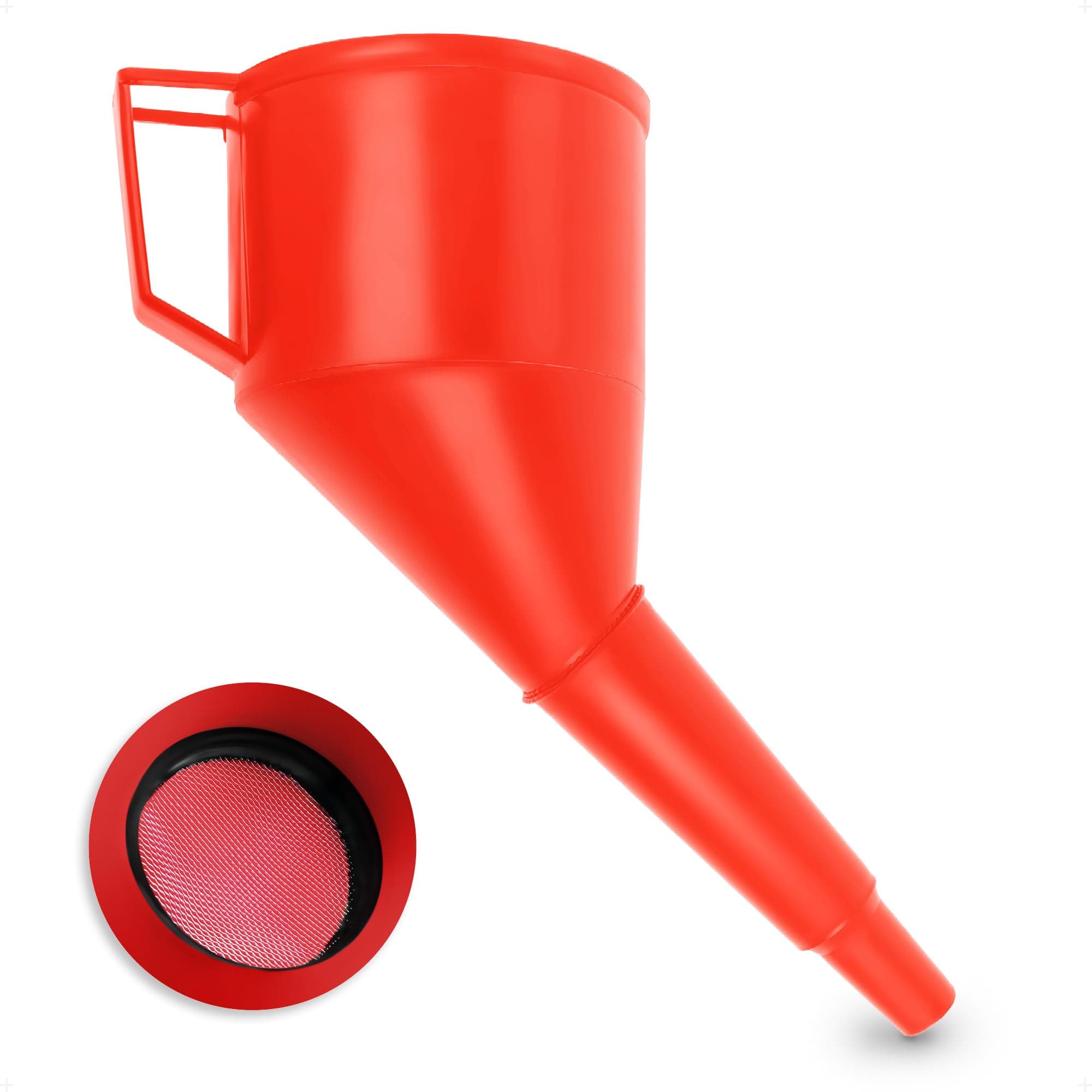 BFG Fuel Funnel for Oil and Petrol With Anti-Static Strainer, Large Filter for Car and Machine Oil, Garage & Workshop Equipment, Red