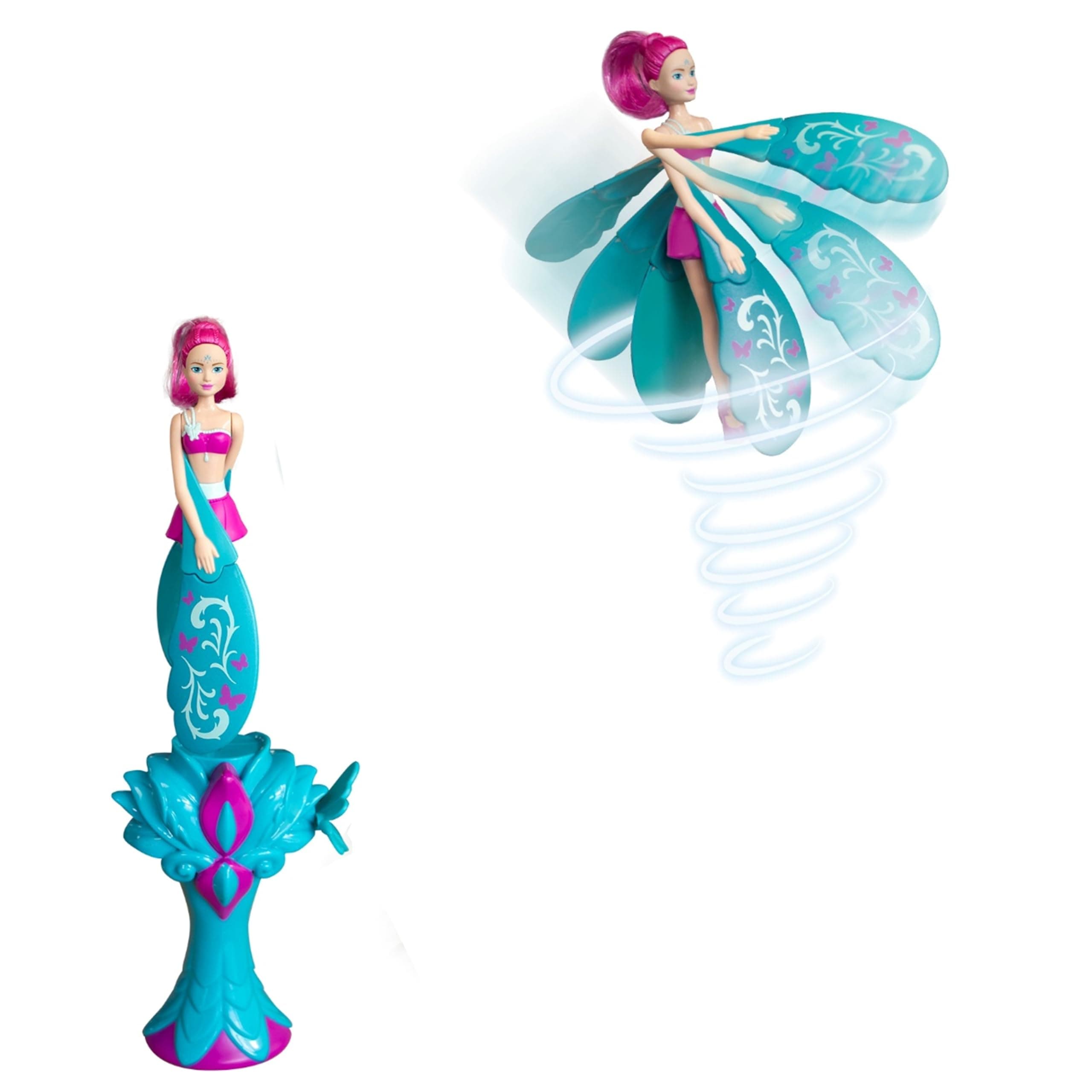 Bizak, Sky Dancers, Turquesa is a 18 cm high fantasy doll that unfolds her wings and really flies, positions them on its base and lifts off (62303000)