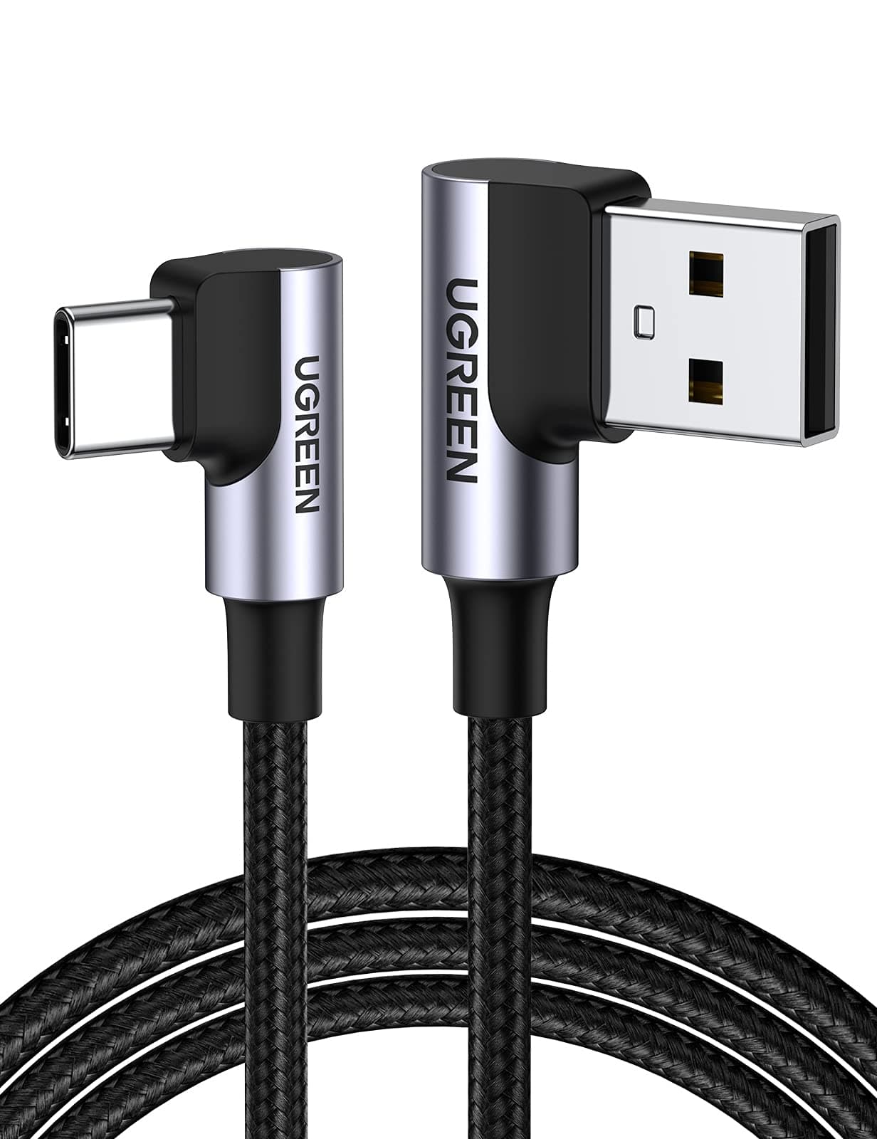 UGREEN USB to USB C Cable 90 Degree USB C Fast Charging Cord Compatible with iPhone 17/16/16 Plus/16 Pro/16 Pro Max/15/Samsung Galaxy S10/S10+/Pixel 9/6a/LG G8/G7/Pixel/Switch, etc, 1.6FT