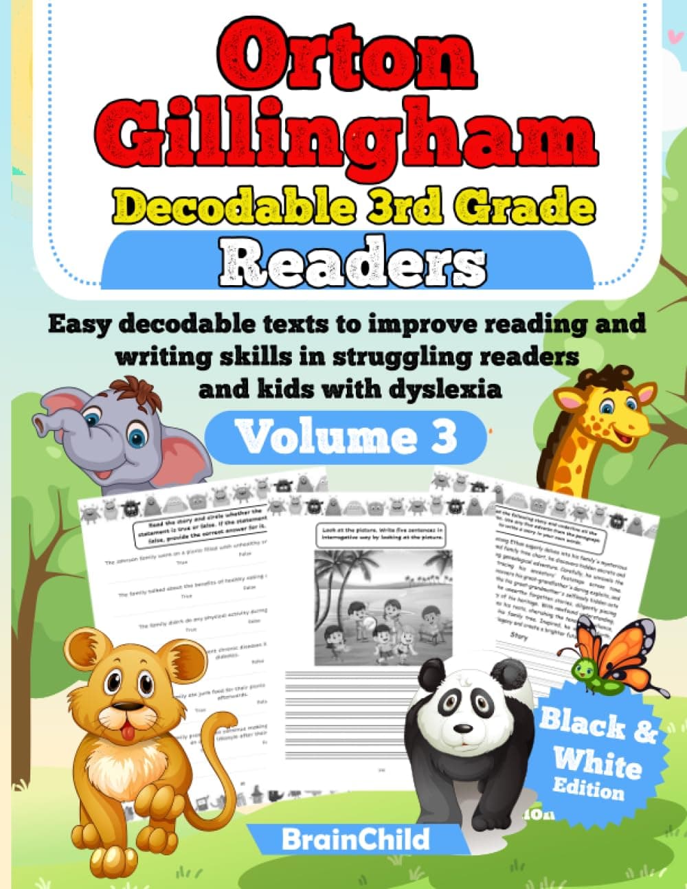 Orton Gillingham Decodable 3rd Grade Readers. Easy decodable texts to improve reading and writing skills in struggling readers and kids with dyslexia. ... 8-9 years. Volume 3. Black & White Edition.