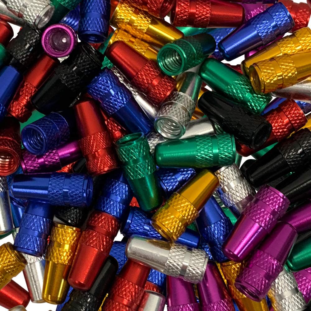 Forest Byke Company 42 Pack of Presta Valve Caps Multi-Color Anodized Machined Aluminum Alloy Bicycle Bike Tire Valve Caps Dust Covers French Style