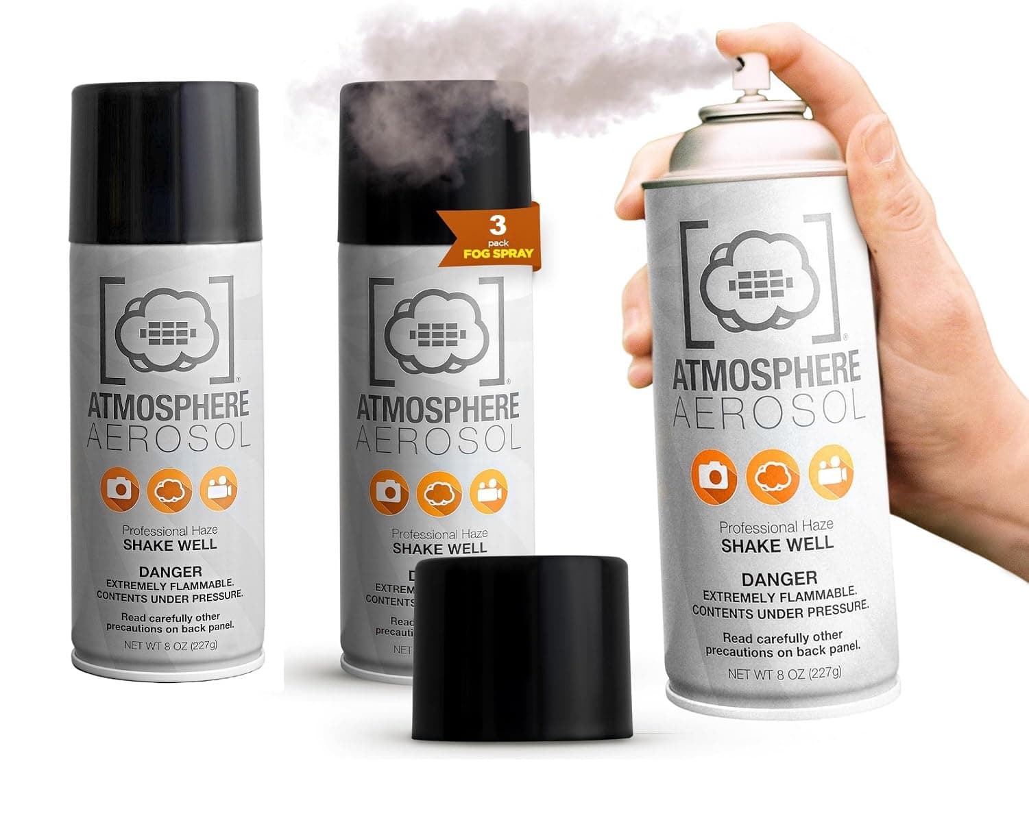 Atmosphere Aerosol 3 Pack - Haze/Fog Spray for Photographers & Filmmakers - Photography Smoke and Light Ray Effects for Indoor and Outdoor Use - Spray Made in The USA - Safe Fog Machine Alternative