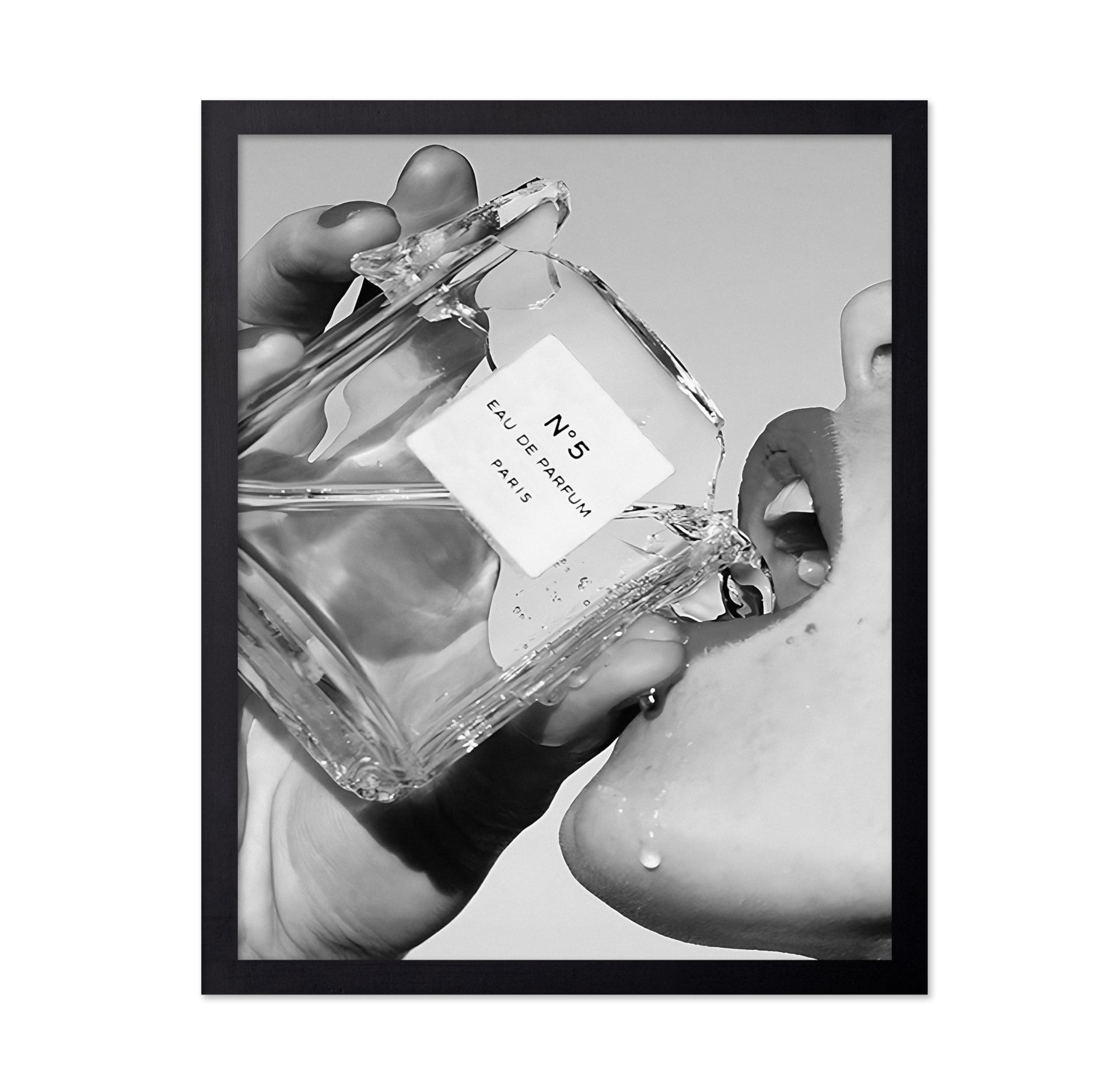 Poster Master Drinking Perfume Print - Fashion Poster - Black and White Art - Luxury Brand Wall Design - Girly Photography Art - Great Girl's Room or Office Decor - 8x10 UNFRAMED Wall Art