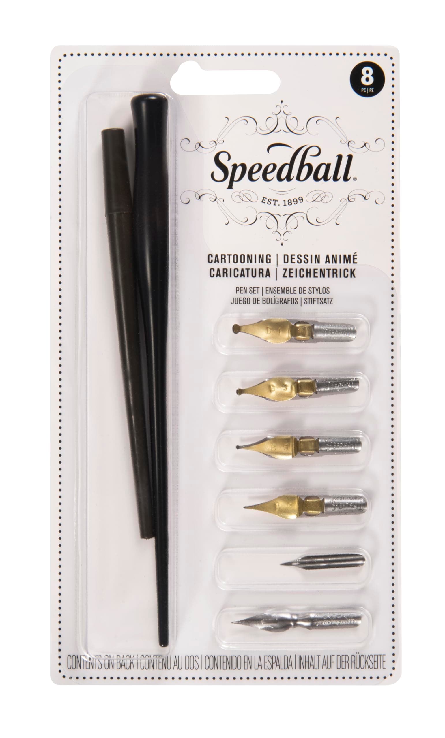 Speedball Cartooning Pen Set, DIY Cartoon Kit, Comic Art, Graphic Animation, Anime, Drawing, Cartoons, Novel, Books, Adult, Black, Clear/Colorless