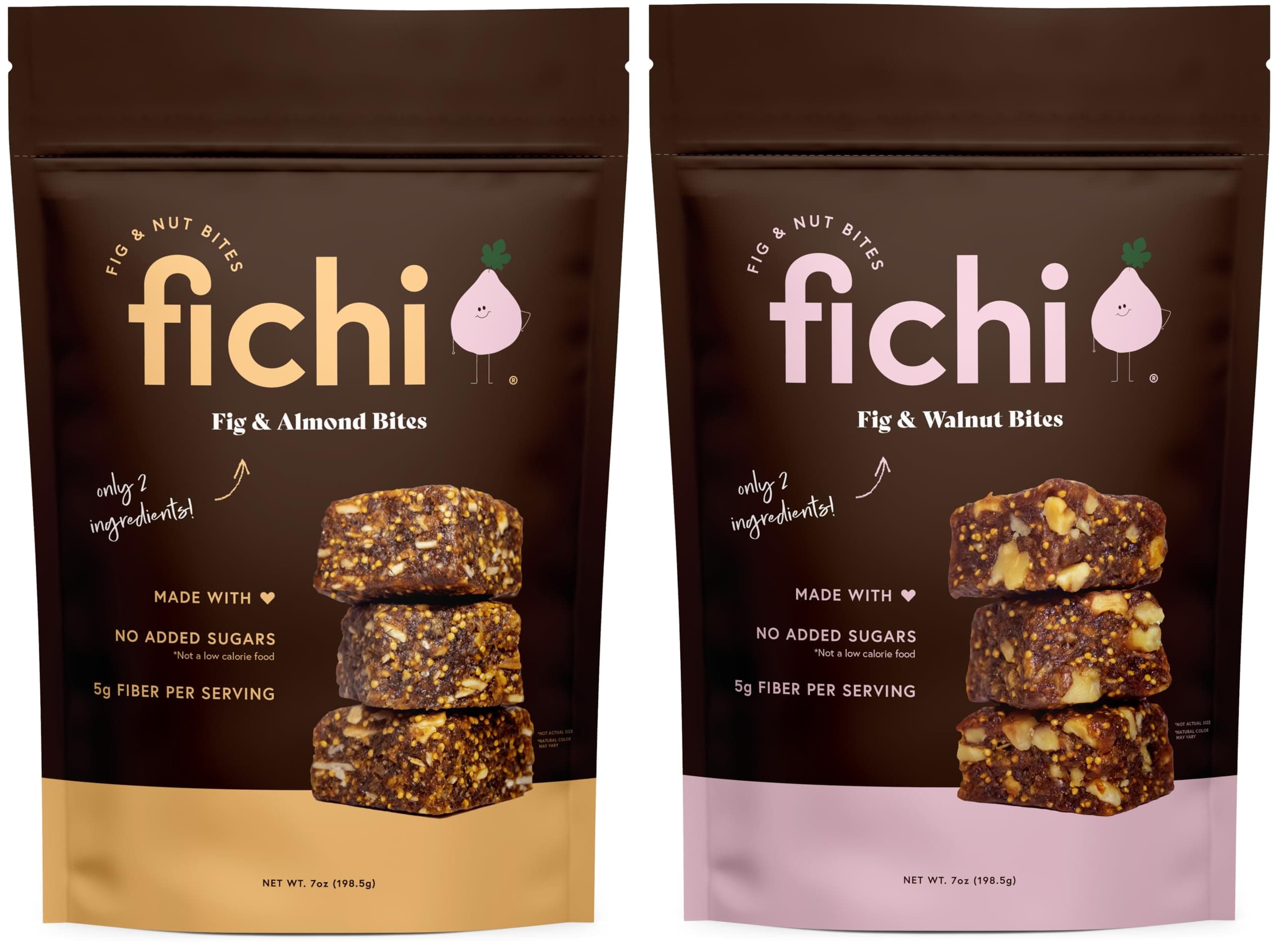 Fichi Fig and Nut Bites, a Wholesome and Delicious Gluten-Free Italian Fruit and Nut Snack, 3.5oz Bags (Two Pack, Variety)