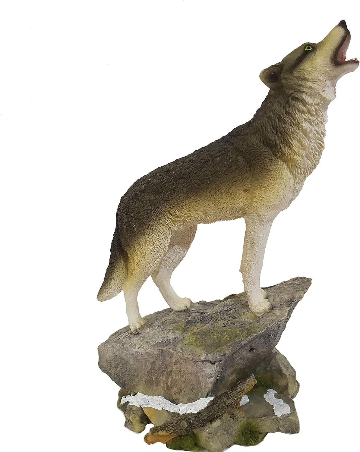Wisifayardin Howling Wolf Figurine on a Rock Grey Wolf Figure for Lodge and Rustic Cabin Decor Statues and Figurines, Wolf Sculpture or Timberwolves Collectible Art Gifts
