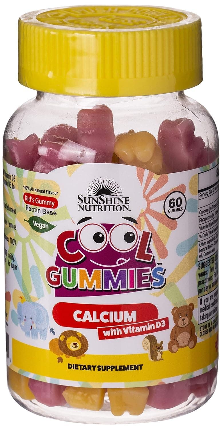 Cool Gummies Calcium With D3 For Kids, 60 Gummies | No Sugar Coating | Vegan | All Natural Flavor