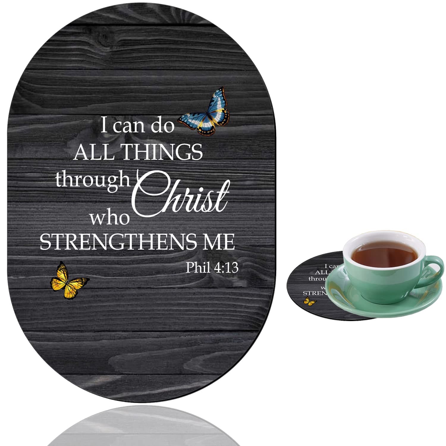 Personalized Gaming Mouse Pad and Coaster Combination, Phil 4-13 Design Non-Slip Rubber Base Mouse Pad, Home Desk Decor, Custom Work and Gaming Mouse Pad