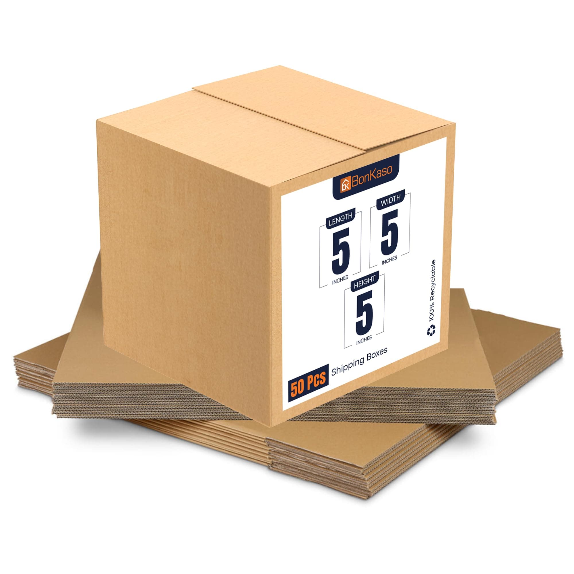 - BonKaso 3 Ply Corrugated Boxes for Packaging | 5"x5"x5" (Pack of 50) | Brown Cardboard Packing Boxes for Shipping, Moving & Storage | Carton Boxes for Courier & Goods Transportation