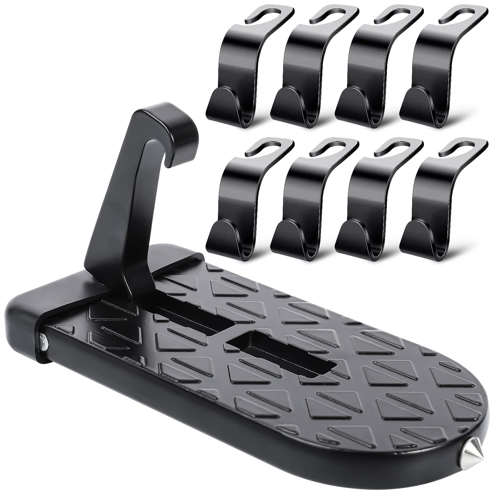 Yoosso Car Door Step Up Car Doorstep Folding Ladder U Shaped Pedal With Safety Hammer Function Car Accessories Easy Access To Rooftop For Car For Suv Rv Off-road Vehicle with 8 Car Rear Seat Hook