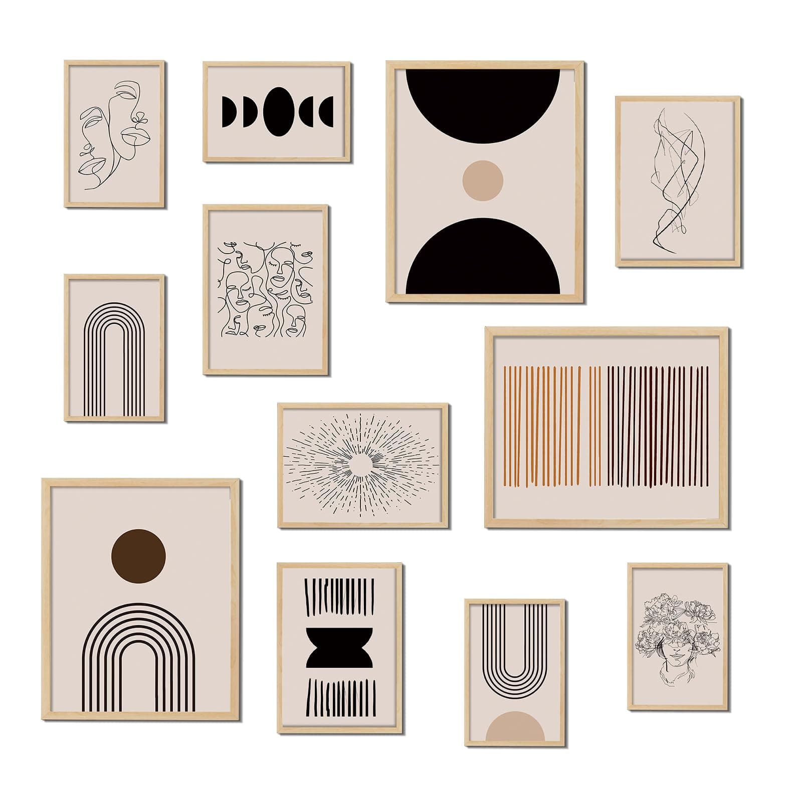 VIYYIEA Boho Wall Art Set For Living Room Decor, Artist Minimalist Line Wall Decor Modern Gallery Art Prints Unframed Posters Pictures Set for Bedroom Kitchen