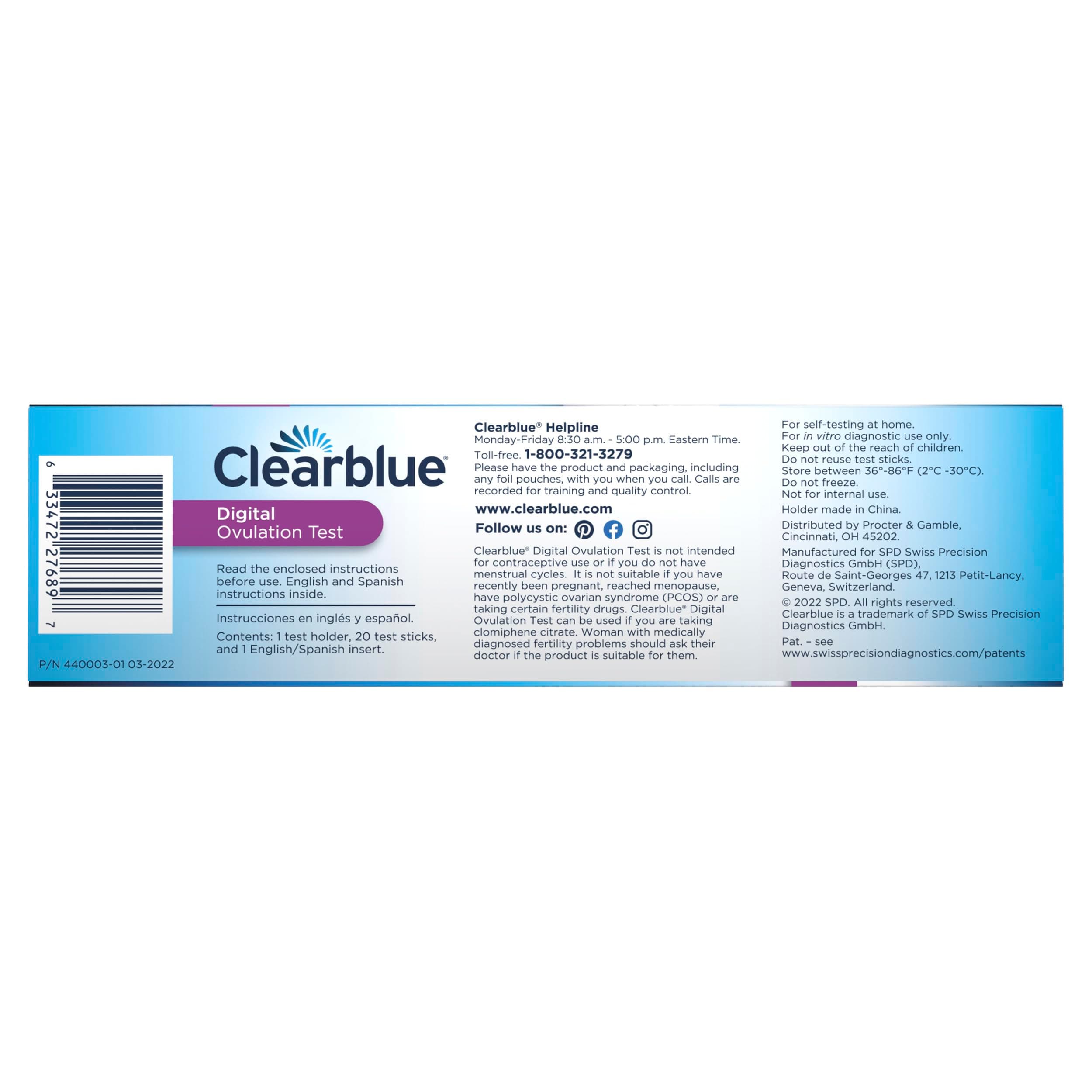 Clearblue Digital Ovulation Predictor Kit, Featuring Ovulation Test with Digital Results, 20 Digital Ovulation Tests