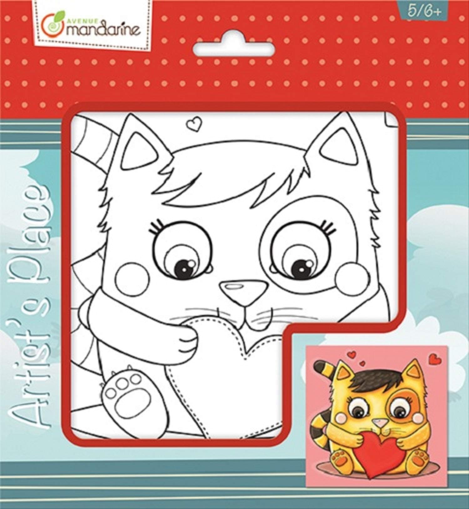 Avenue Mandarine - Ref PP001O - Mother's Day Canvas to Paint - 15 x 15cm Pre-Drawn Canvas, Suitable for Painting, Felt-Tip Pens or Colouring Pencils, Suitable for Ages 5-6+