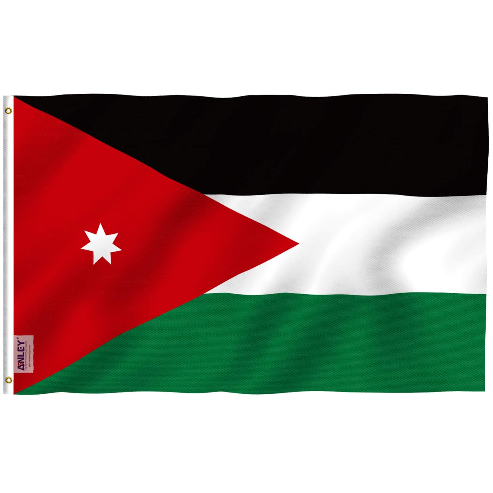 ANLEY Fly Breeze 3x5 Feet Jordan Flag - Vivid Color and Fade proof - Canvas Header and Double Stitched - Hashemite Kingdom of Jordan Flags Polyester with Brass Grommets 3 X 5 FT