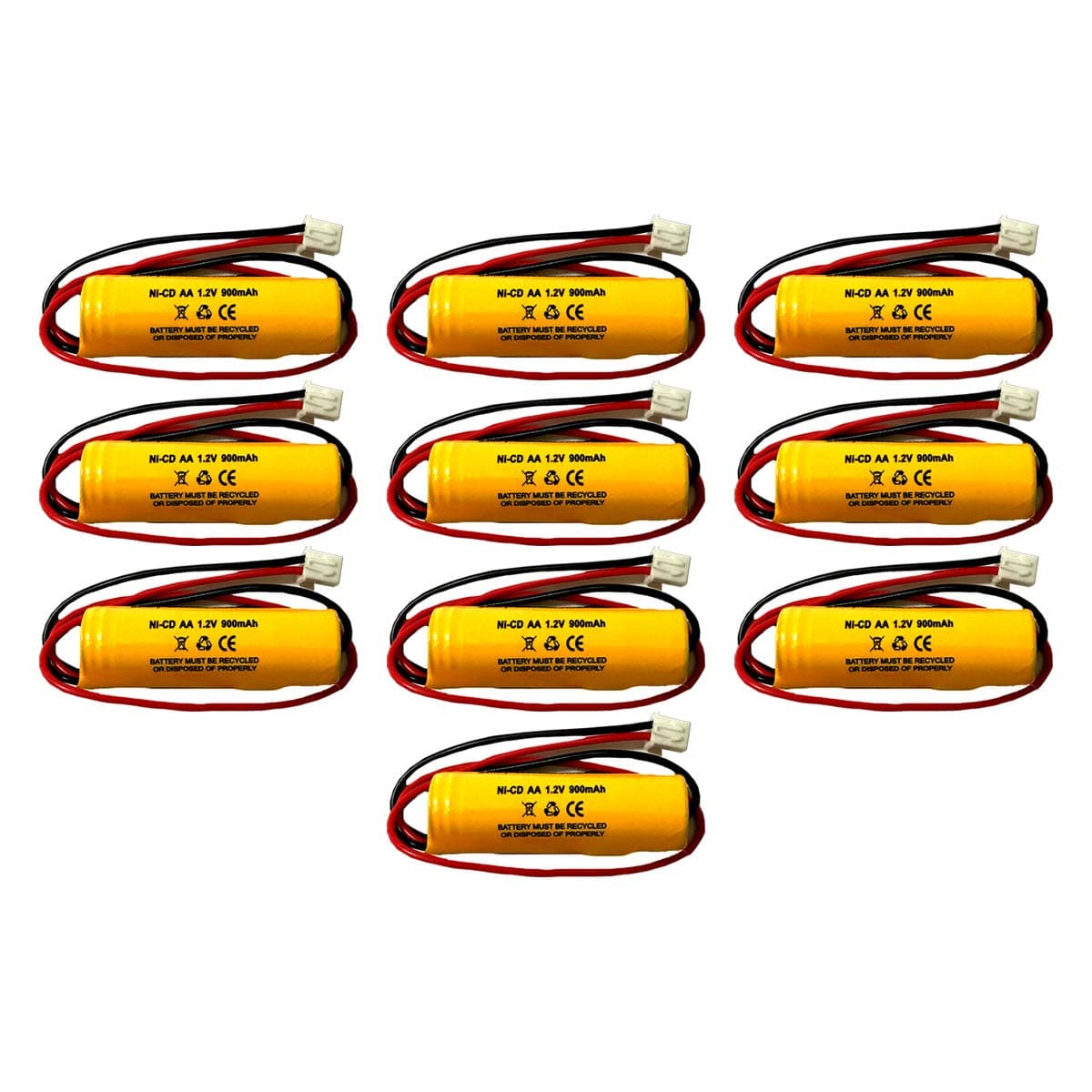 (10 Pack) OSA268 Custom-332 ELB CS01 EXR LED EL M6 AA900mAh 1.2v Ni-CD AA 900mAh 1.2v Battery Exit Sign Emergency Light BST D-AA900BT