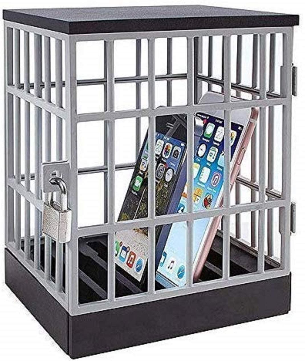 Mobile Phone Jail Cell Phones Prison Lock Up Safe Smartphone Stand Holders Classroom Home Table Office Storage Gadget -Family Time, Party Fun Novelty Gift Idea