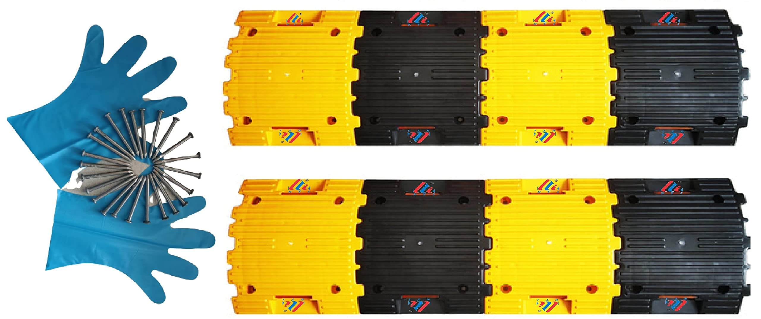 K T IĀ® Speed Breaker 50 mm Height Easy to Install with our Manual Speed Breaker Ideal choice for Road Safety - 8 Pieces (4 pcs Black and 4 pcs Yellow) Pack Of 2 Meter