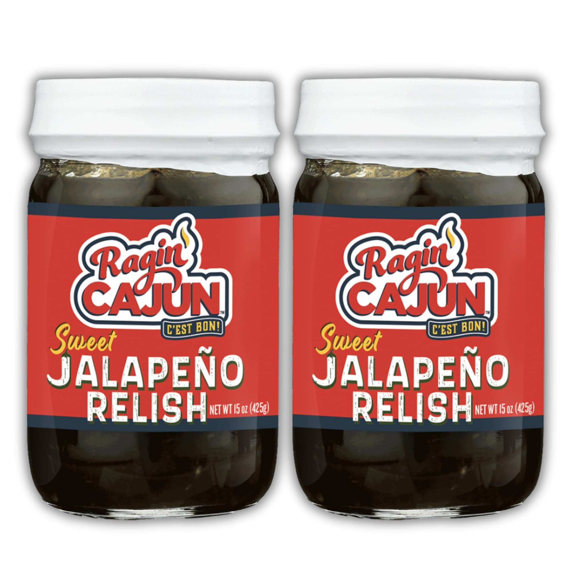 Sweet Jalapeno Relish - 15 oz Jar, Pack of 2, All Natural - Spicy Sweet Louisiana Condiment for Dips, Hot Dogs, Sanwiches, Salads & More by Ragin' Cajun