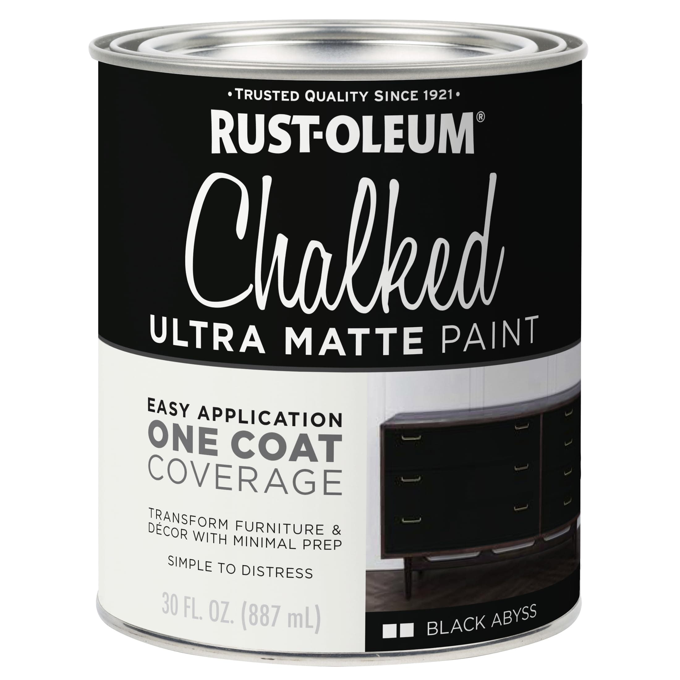 Rustoleum 391444 Chalked Black Abyss Ultra Matte Interior Paint, 30 oz., Black Abyss