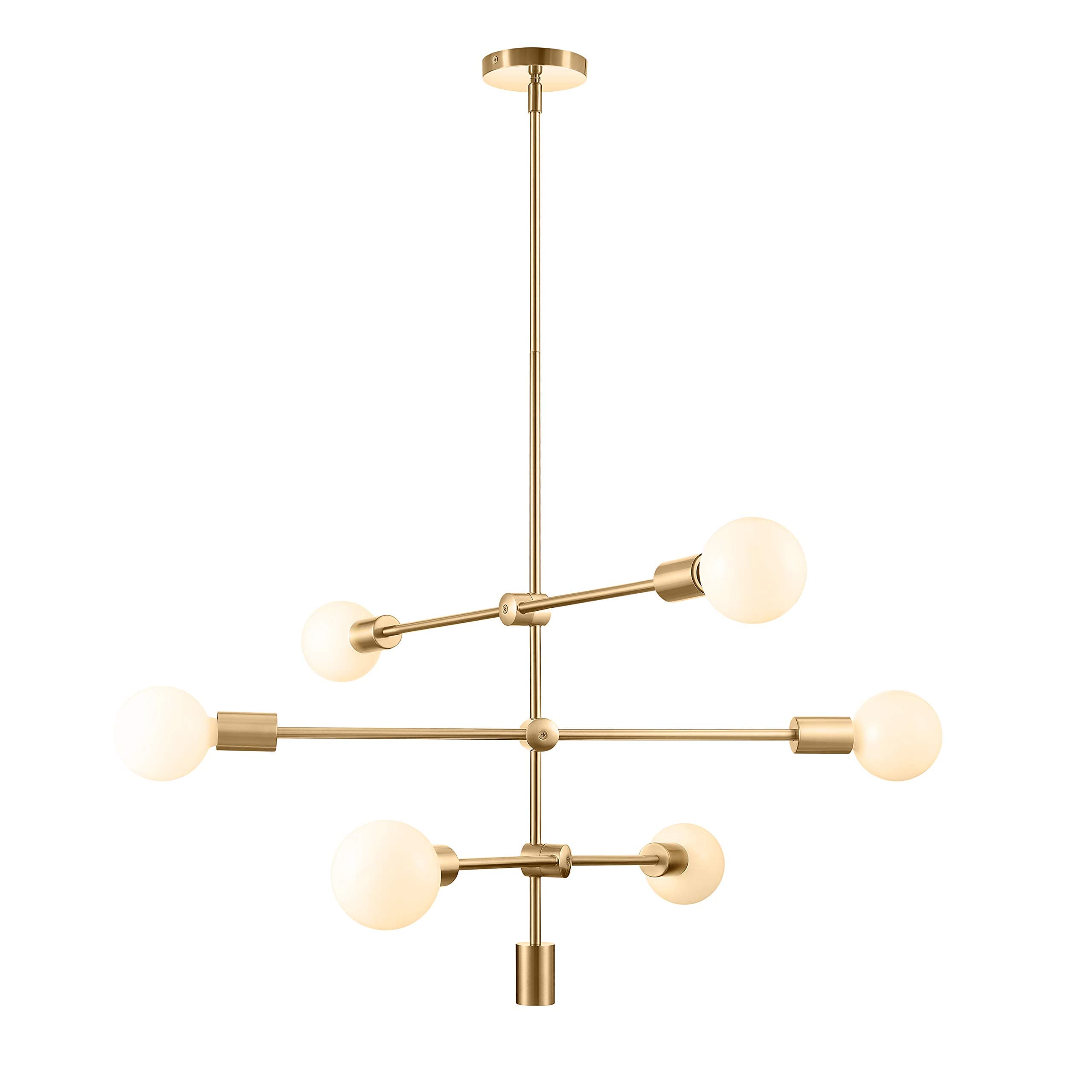 Eurus HomeSputnik Chandelier 6- Light Pendant Lighting Fixture for Dining Room Ceiling Light Fixture for Bedroom Hallway Kitchen Living Room