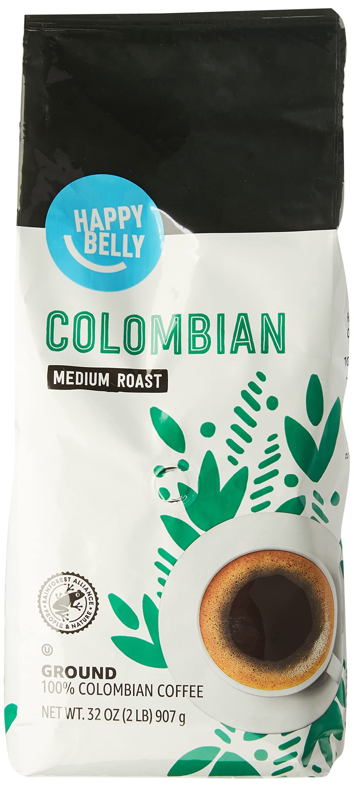 Amazon Brand - Happy Belly Colombian Ground Coffee, Medium Roast, 2 pound (Pack of 1)