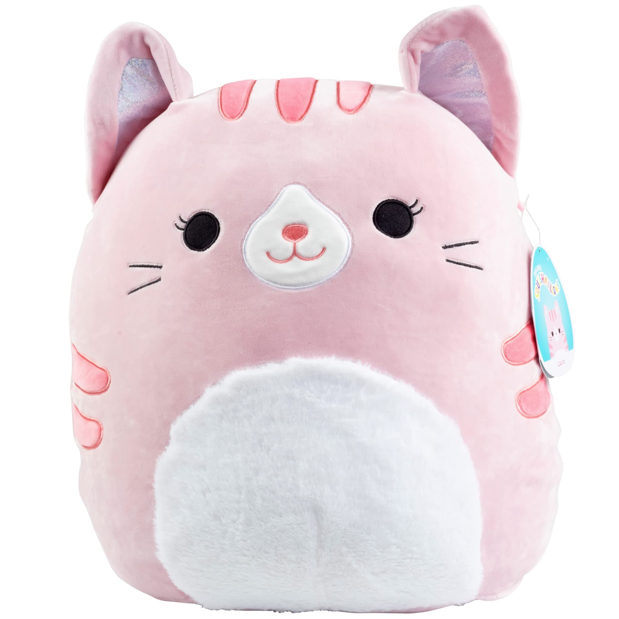 Squishmallows Large 16" Laura The Pink Cat - Officially Licensed Kellytoy Plush - Collectible Soft & Squishy Large Kitty Stuffed Animal Toy - Add to Your Squad - Gift for Kids, Girls & Boys - 16 Inch