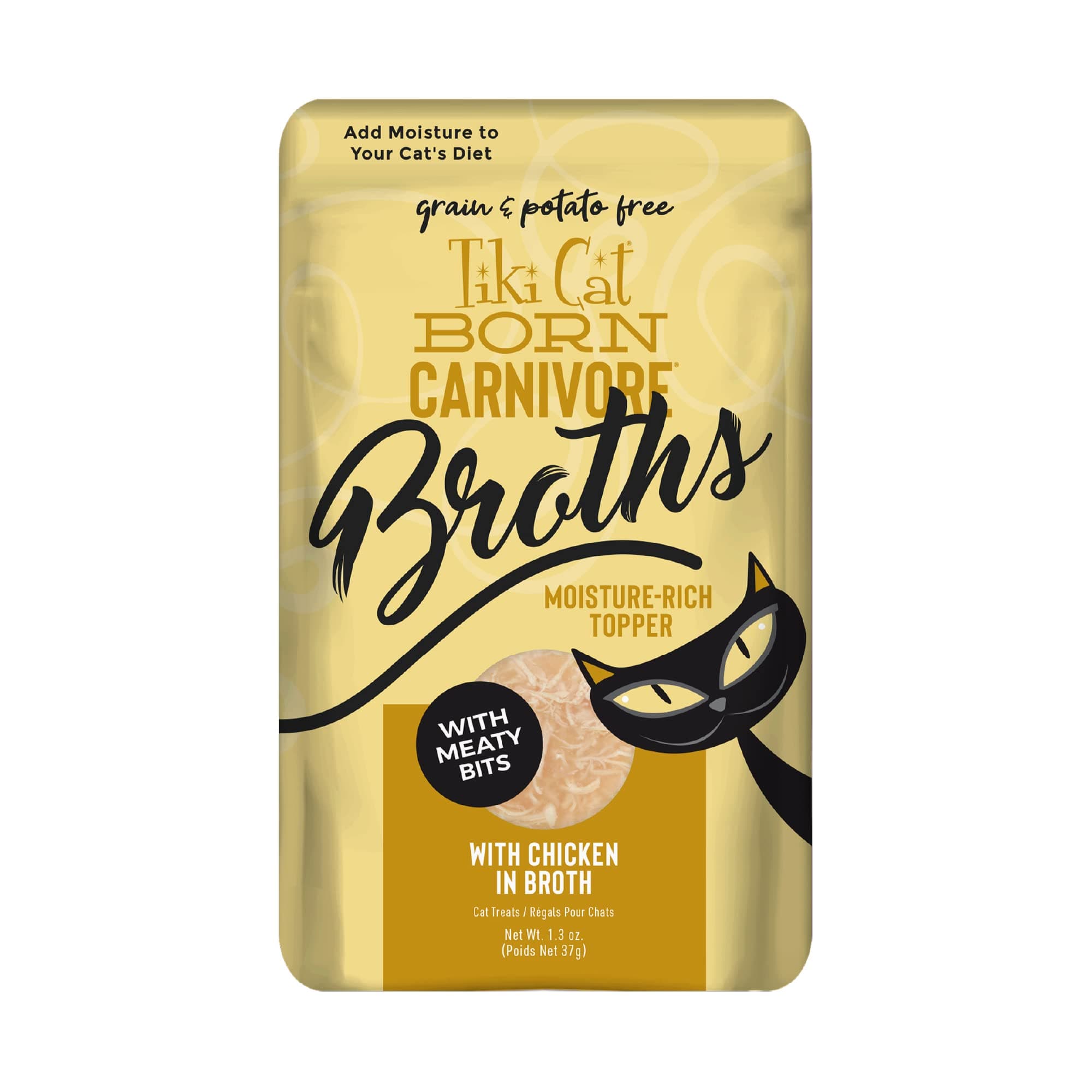 Cat Savory Broth, Grain Free Lickable Wet Food Treat Flavor Booster with Chicken, 12 Pack