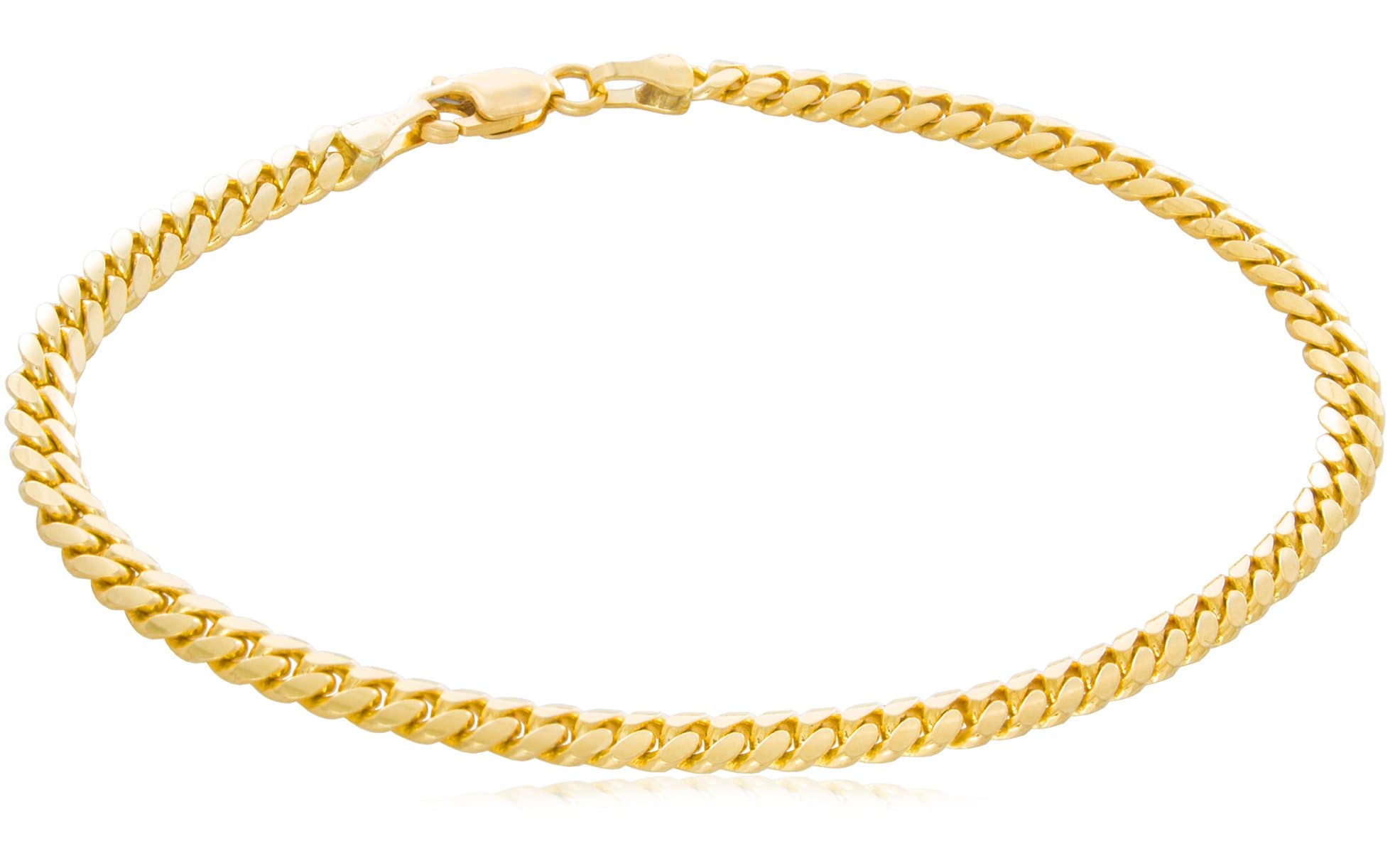 Solid 14K Yellow Gold Miami Cuban 4mm Link Chain Bracelet | Mid-Weight Width Polished Finish | 7 – 8½”