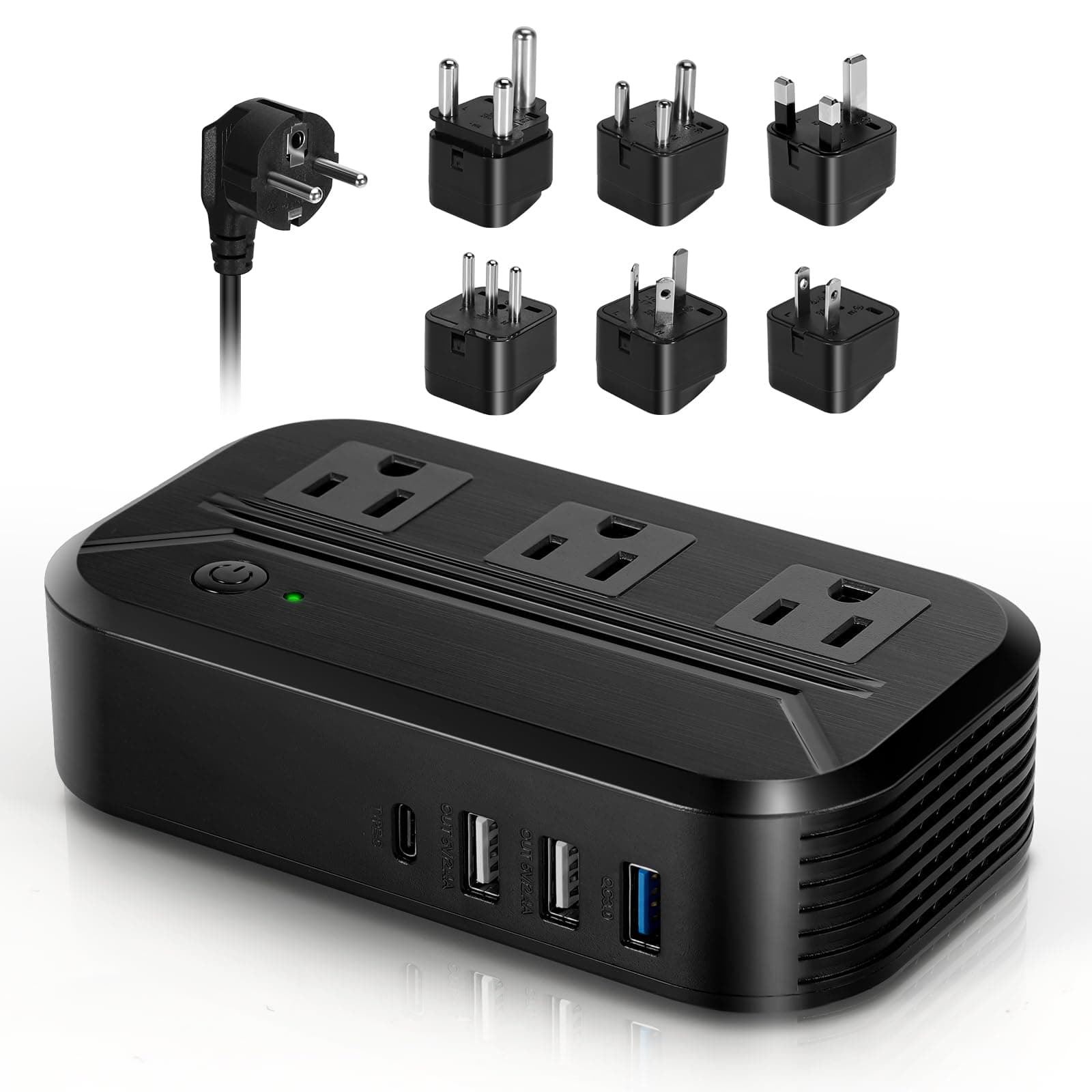 Voltage Converter US to Europe 220 to 110 Power Converter 2300W with w/ 4 USB 3 AC Outlets, Universal Travel Adapter for EU/UK/Asia/Italy/India/Australia/South Africa 220+ Countries