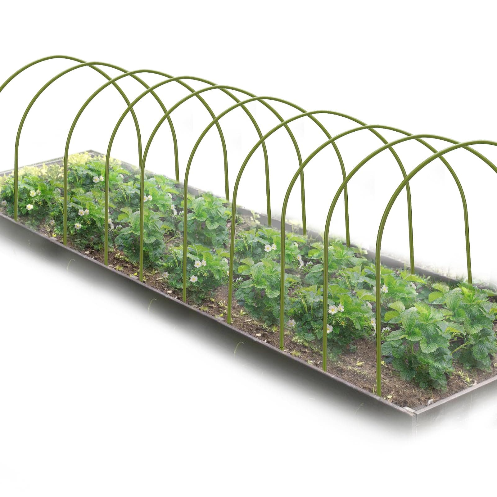 10 Pcs Garden Hoops - 19.7"x19.7" Grow Tunnel for Raised Bed, Bendable Rustproof Metal Greenhouse Hoops, Safe to Use for Plant Cover Support Garden Fabric Low Growing Plant