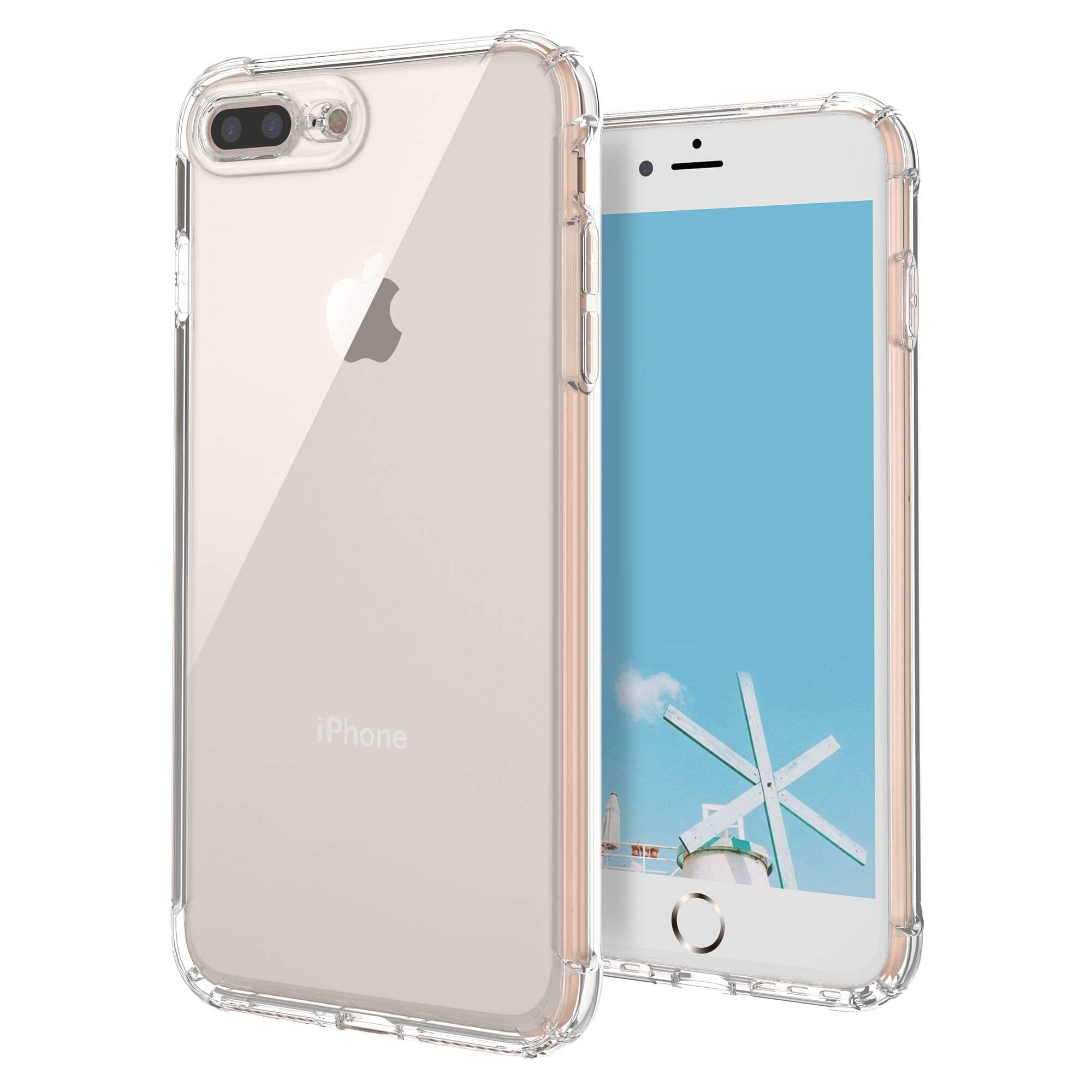 iPhone 8 Plus Case, iPhone 7 Plus Case,OTOLIN [Shock Absorption] Reinforced Corners on Soft TPU Bumper Turn Sound Hole Protective Case - Clear