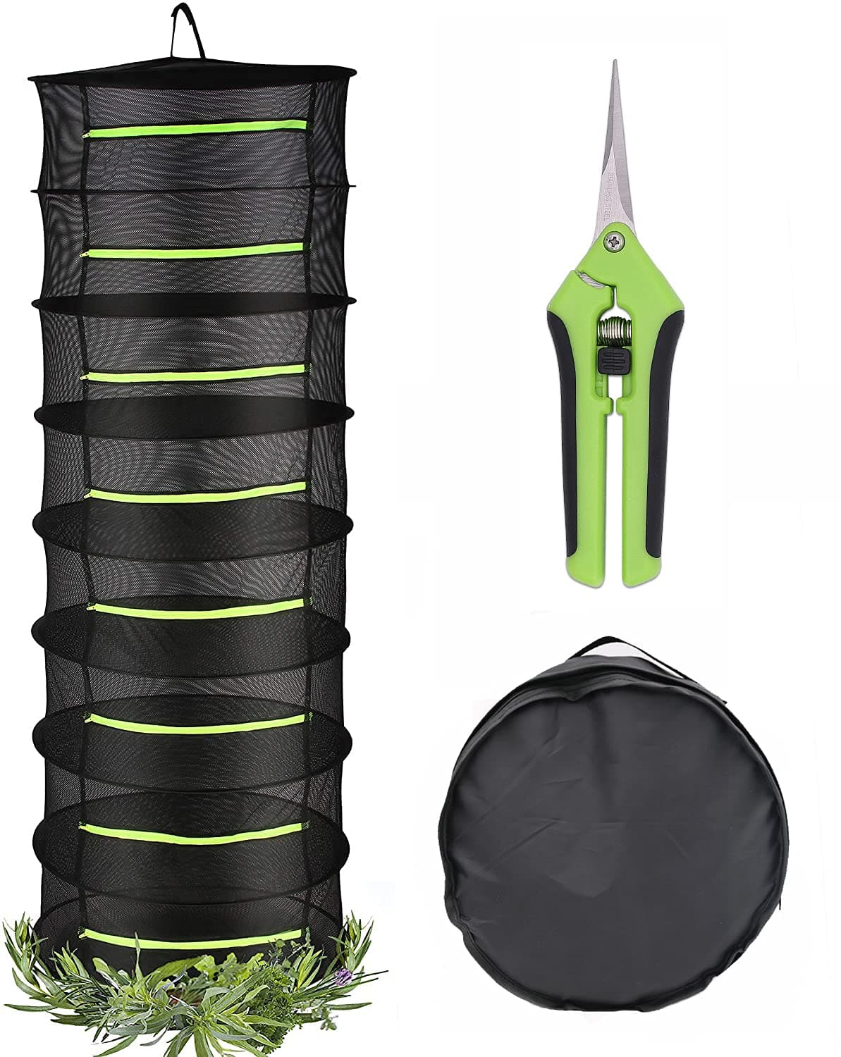 Herbs Drying Rack for Plants 8-Layer Mesh Drying Rack in Garden with Scissor for Hydroponic Plant Herb and Bud