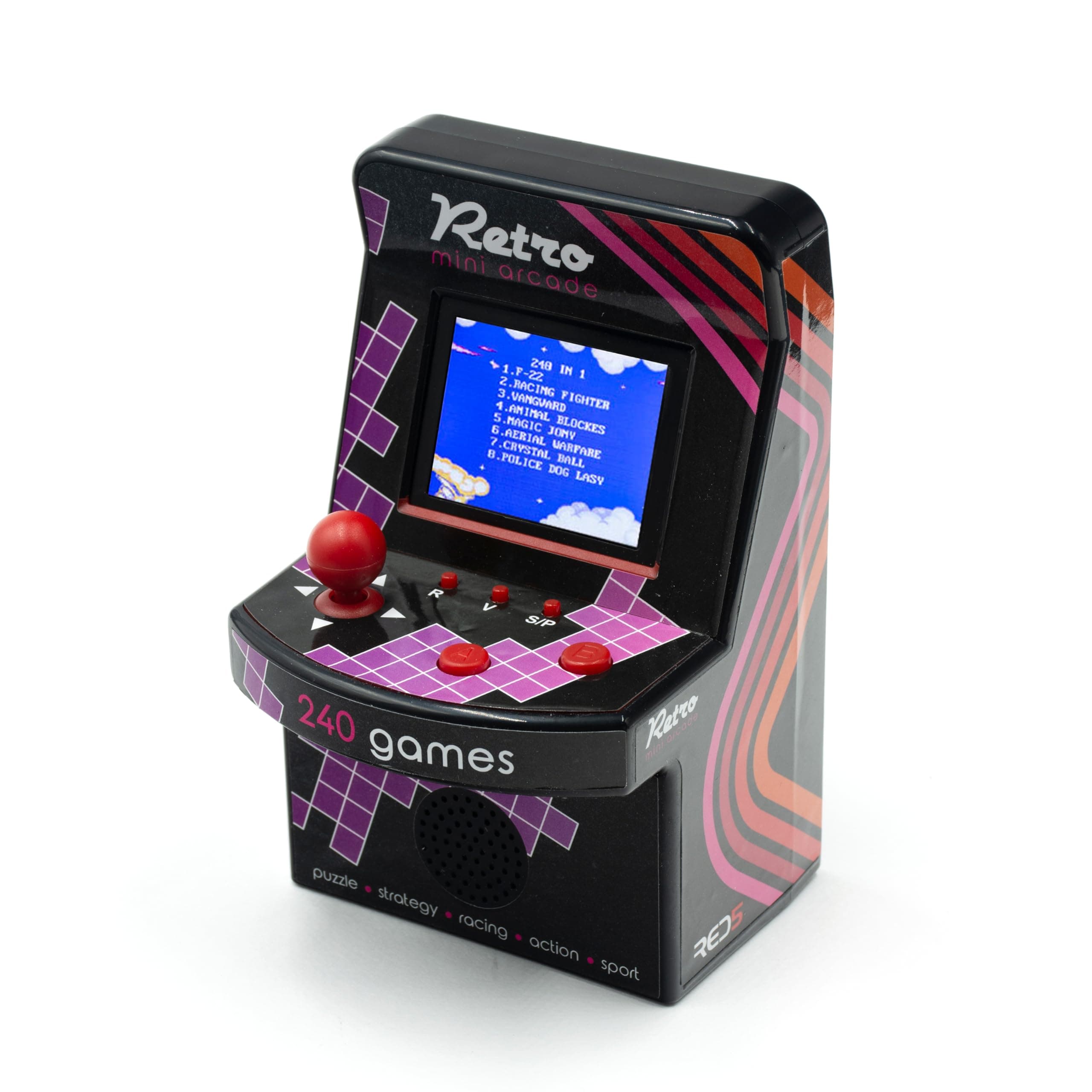 RED5 Retro Mini Arcade 240 Inbuilt 8-Bit Style Electronic Games Desktop Machine