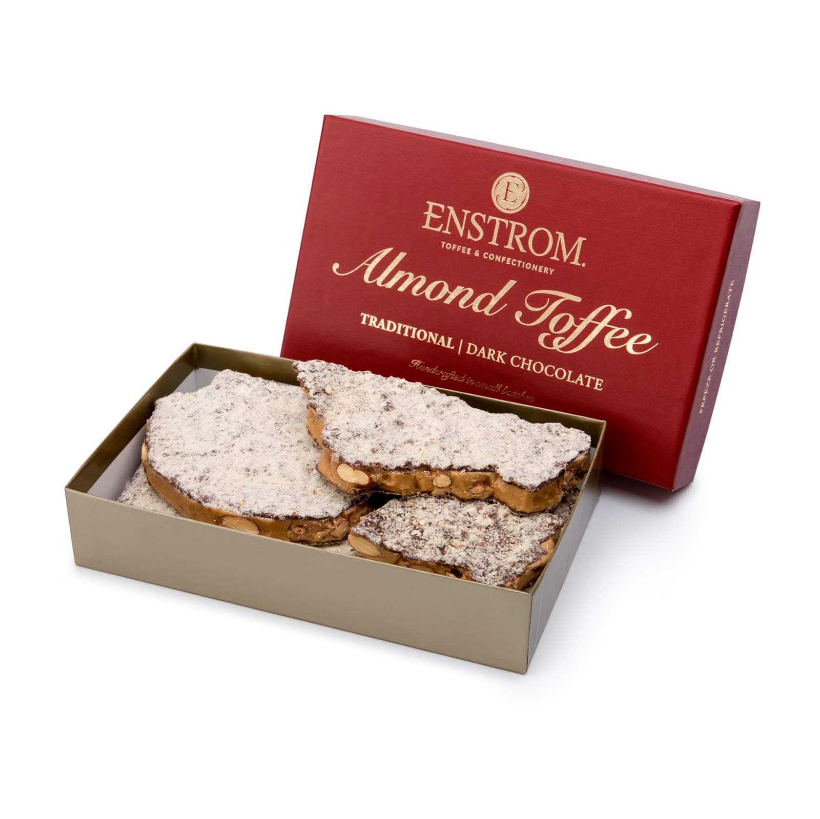 Enstrom Dark Chocolate Almond Toffee 4lb box | Handcrafted | Gluten Free | Kosher Dairy | All Natural