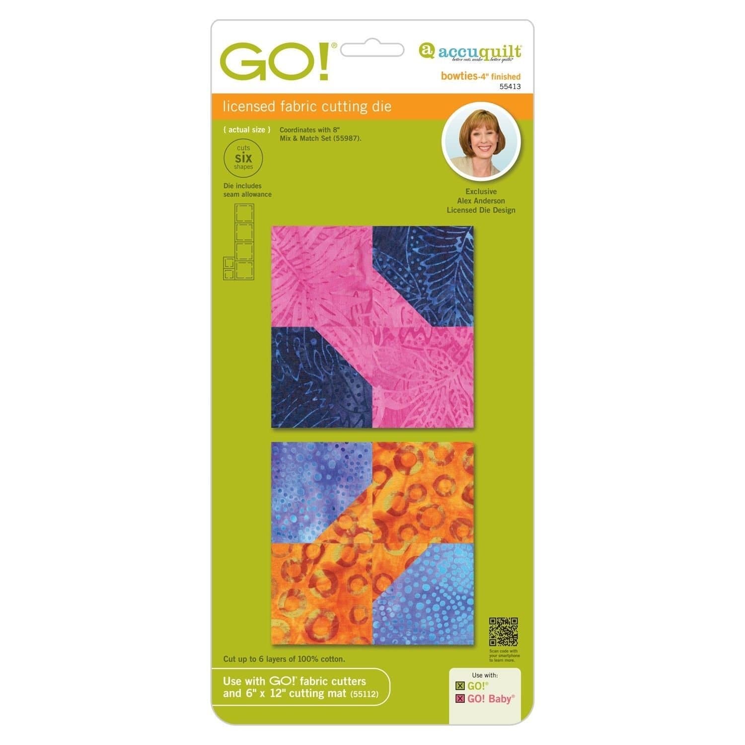 AccuQuilt GO! Bowties 4” Finished by Alex Anderson