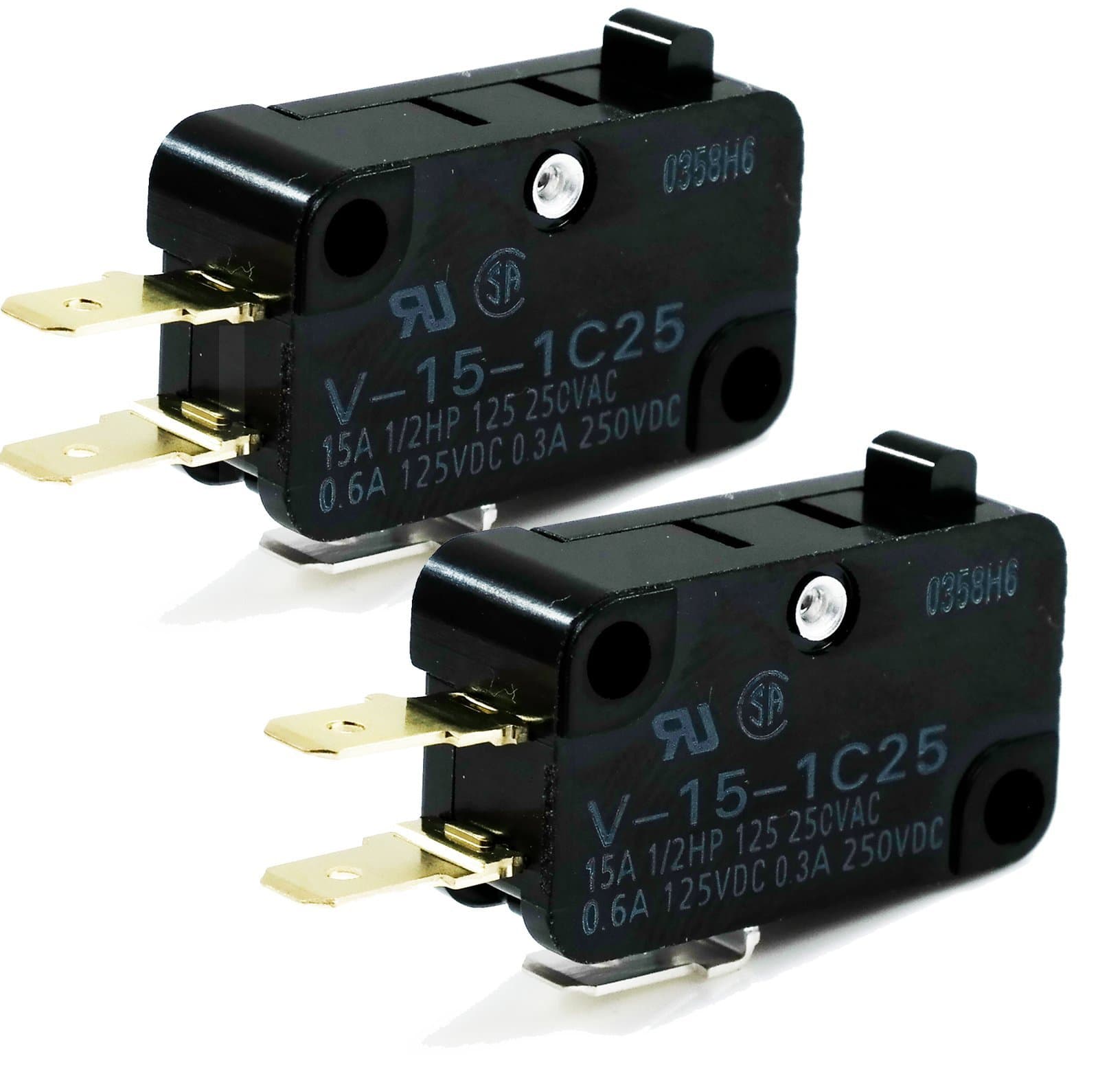 Micro Limit Switch V-15-1C25 15A 125/250VAC #E66D (Pack of 2)