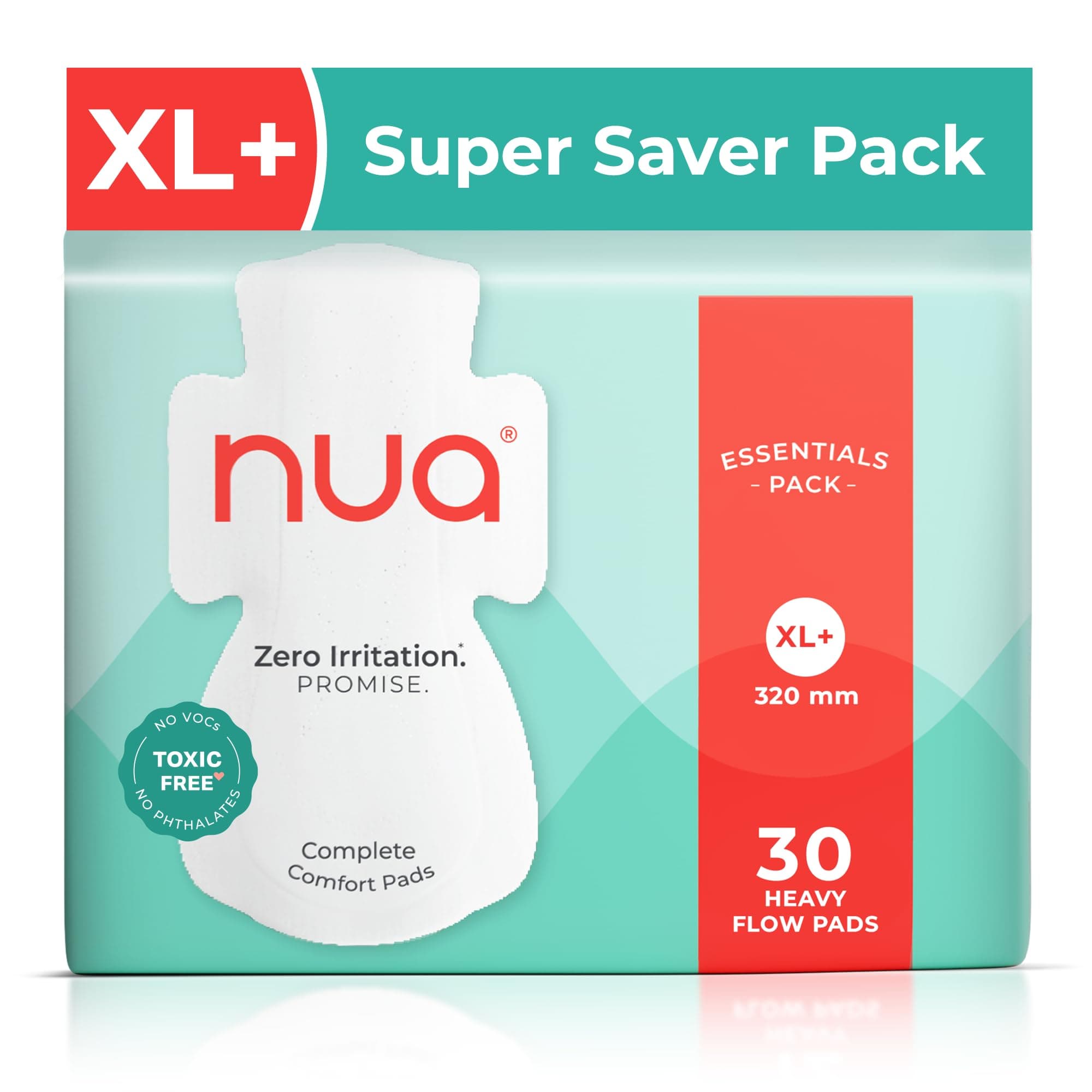 Nua Complete Comfort Pad | Zero Stimulation Promise | Essential Pack | Super Saver | 4X Comfort | 100% Toxic Free | Heavy Flow