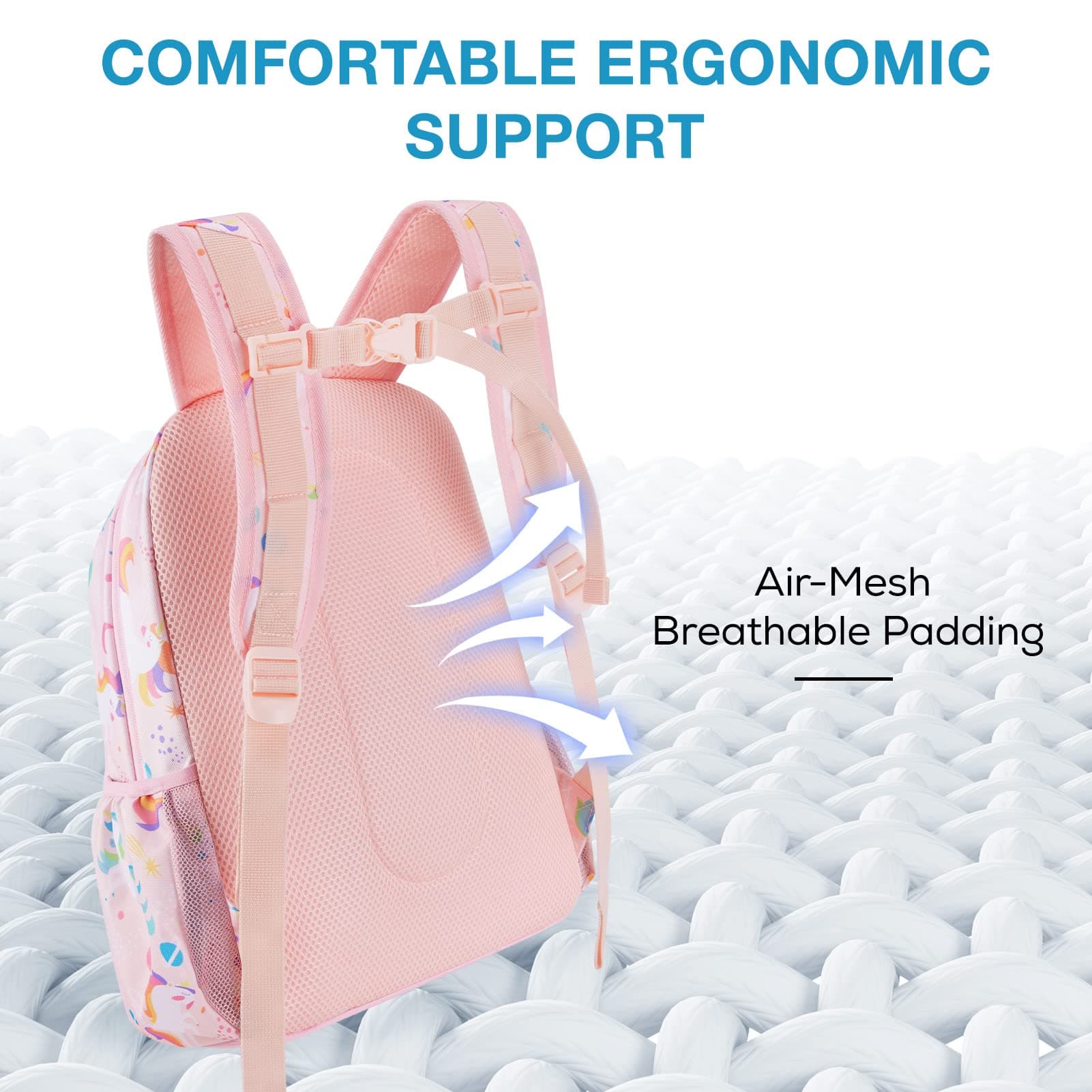 mommore Kids Backpack for Boys Girls Preschool Kindergarten Backpacks Lightweight Elementary School Bookbag with Lunch Box, Unicorn, Large, 3 Pcs