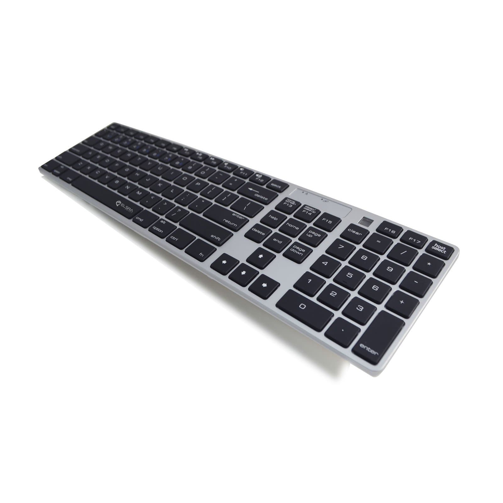 ELSRA Bluetooth 3.0 Wireless Multi-Device Full Size Mac Key Layout Keyboard for Windows, iOS, and Android Devices(Black) WKB-801A