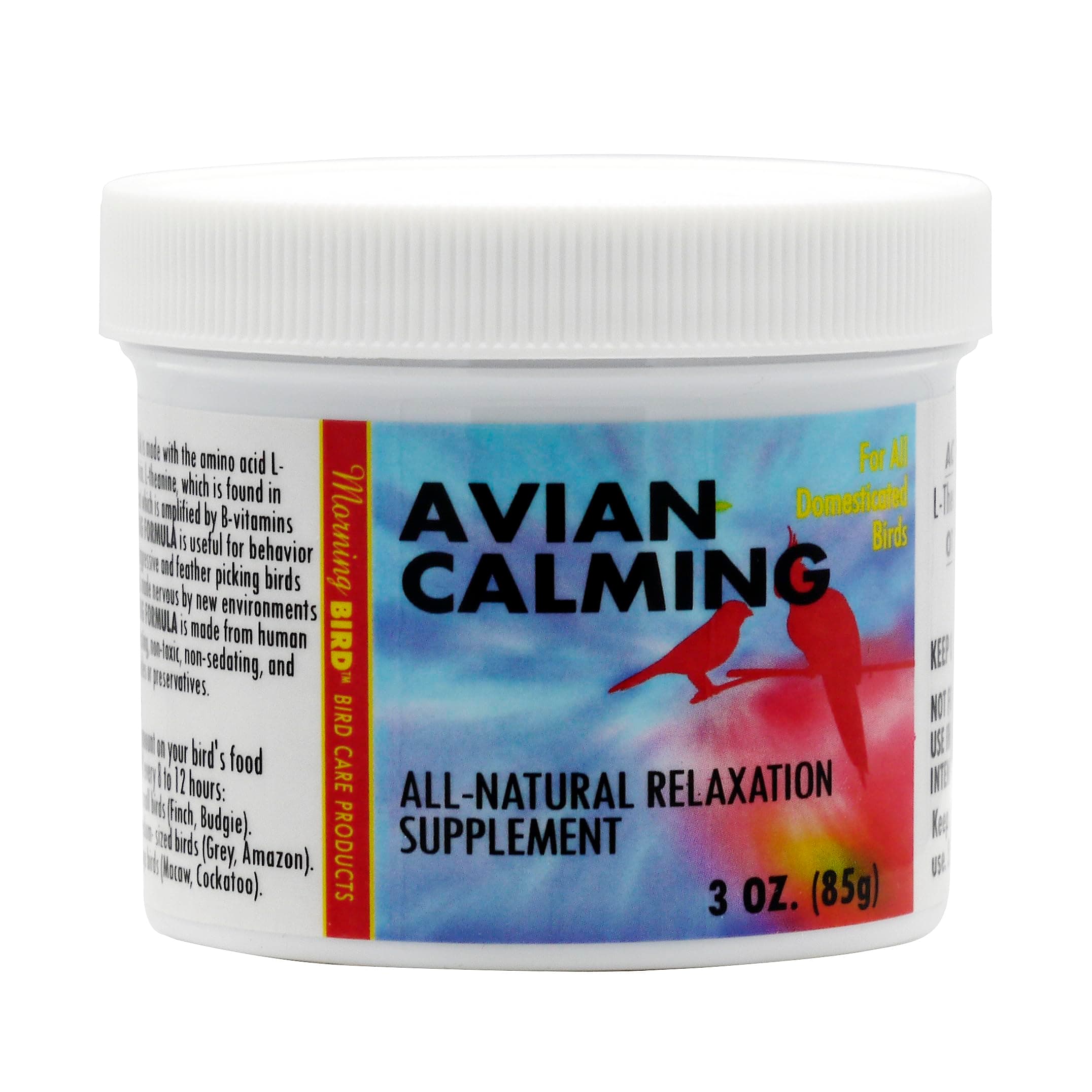 Morning Bird Mood Food (Avian Calming Formula), Non-Sedating Anxiety & Stress Relief Powder for Nervous Birds or Unwanted Behaviors, 3 oz