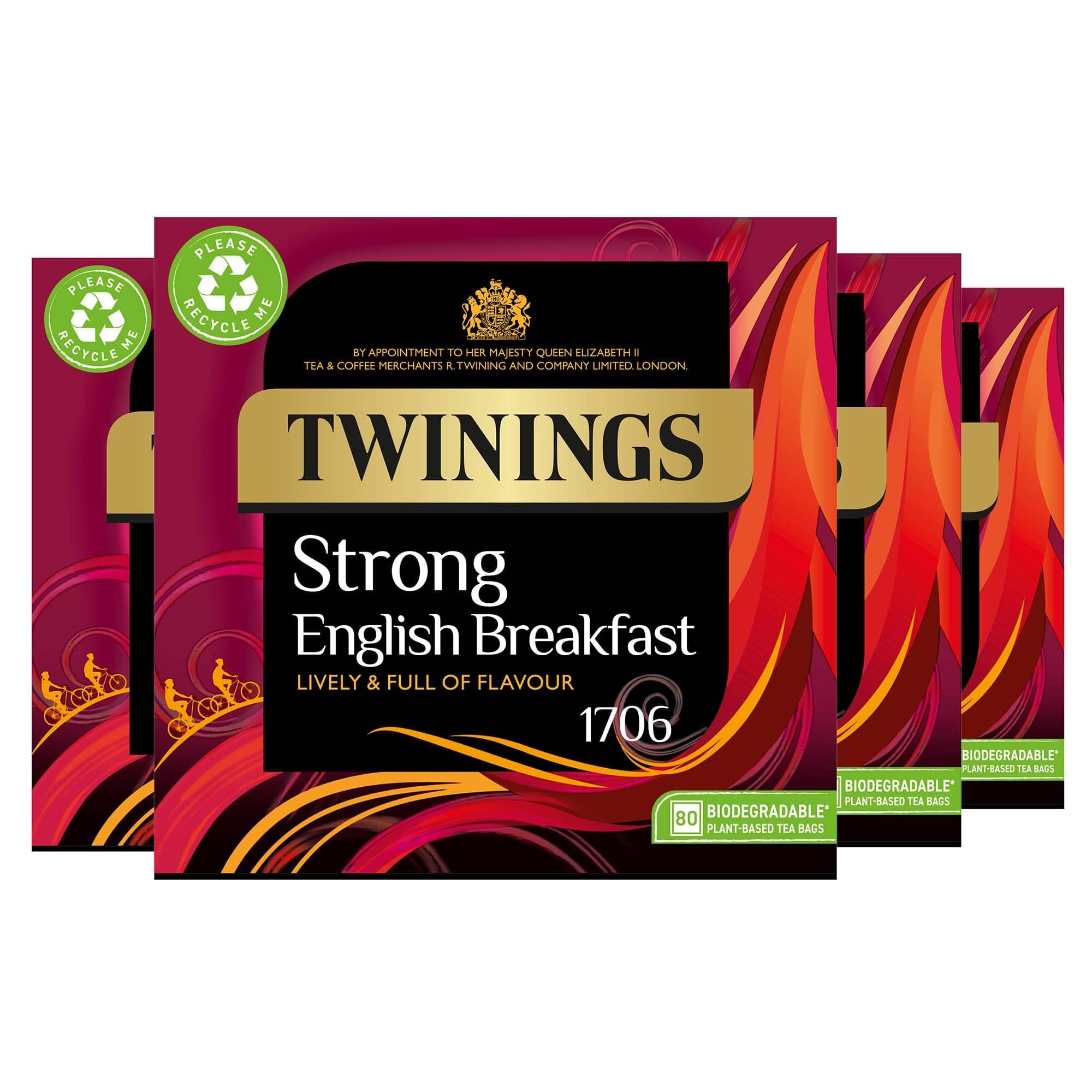 1706 Strong Breakfast 80's (Pack of 4, Total 320 Tea Bags)