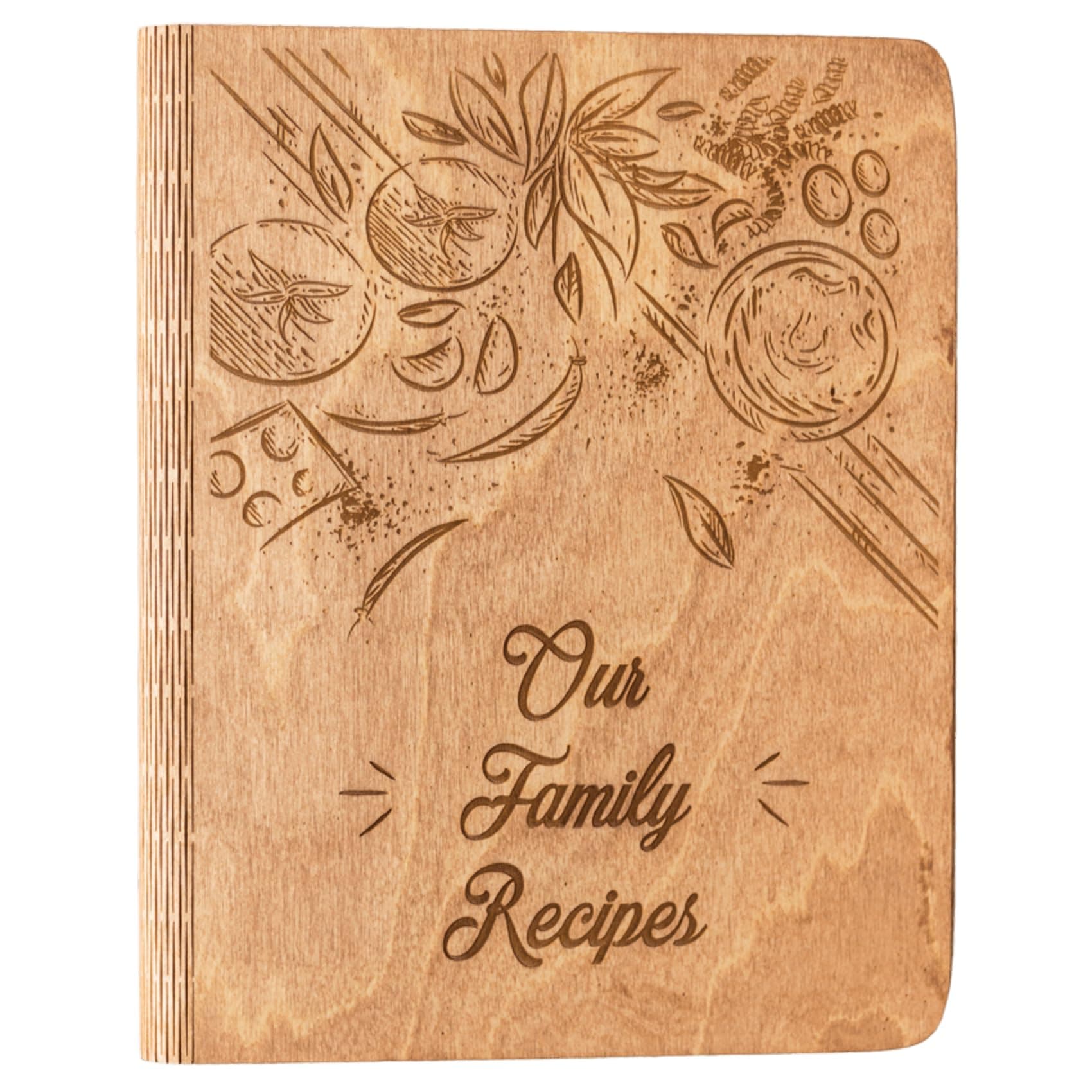 ENJOY THE WOOD Personalized Recipe Book Binder - Wooden Blank Family Cookbook Journal to Write in Your Own Recipes - Customized Recipe Binder, Recipe Books to Write in Hardcover(Medium (A5), Tomatoes)
