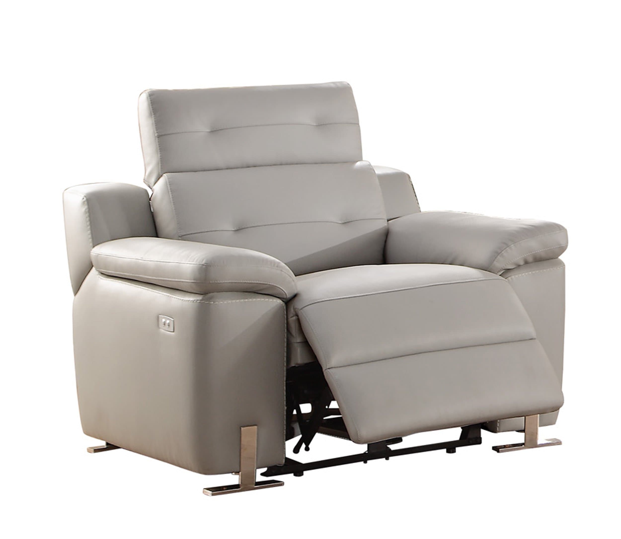 Homelegance Vortex Modern Design Power Reclining Chair Top Grain Genuine Leather Match with Adjustable Headrest, Grey