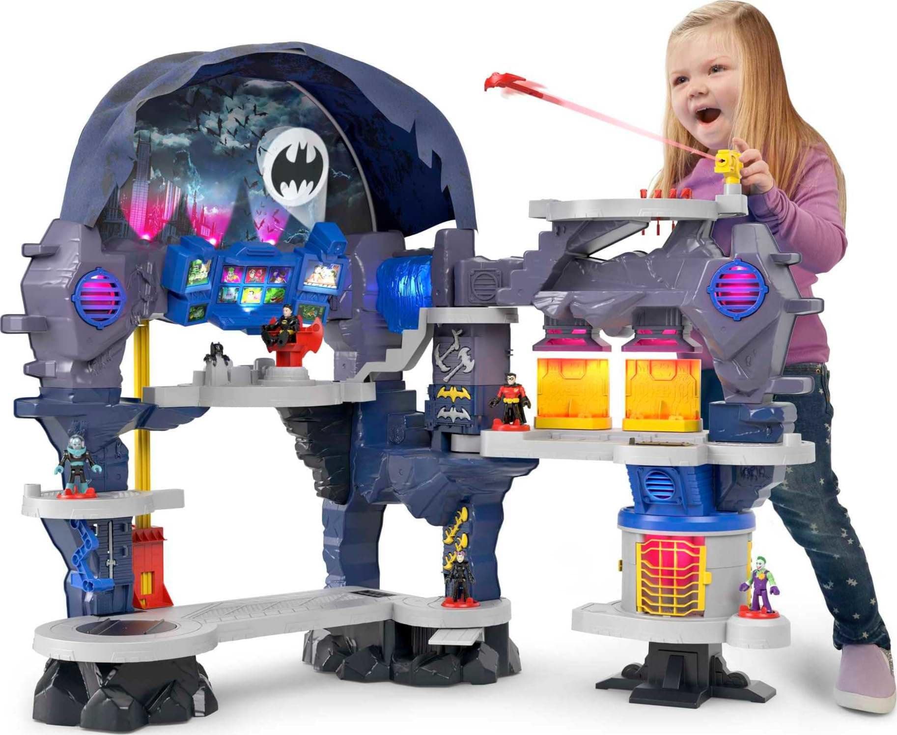 Fisher-Price Imaginext DC Super Friends Super Surround Batcave, interactive Batman playset with lights, sounds and 5 exclusive figures