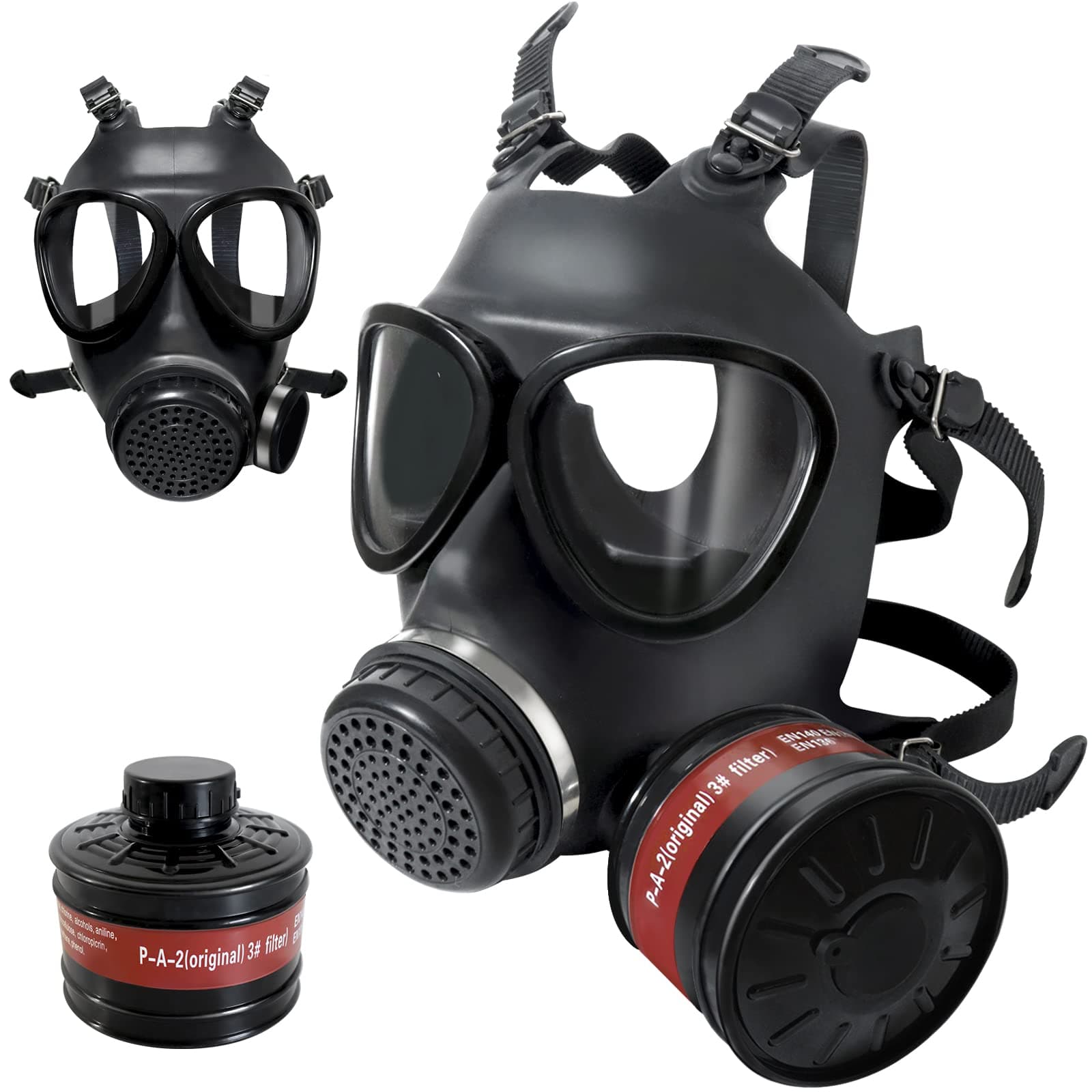 GZYZAMZ Full Face Respirator Reusable Gas Mask, Survival Nuclear and Chemical Gas Masks with 40mm Activated Carbon Filter in Vapor, Chemical, Gas, Paint Spary, Woodworking and Other Work Protection