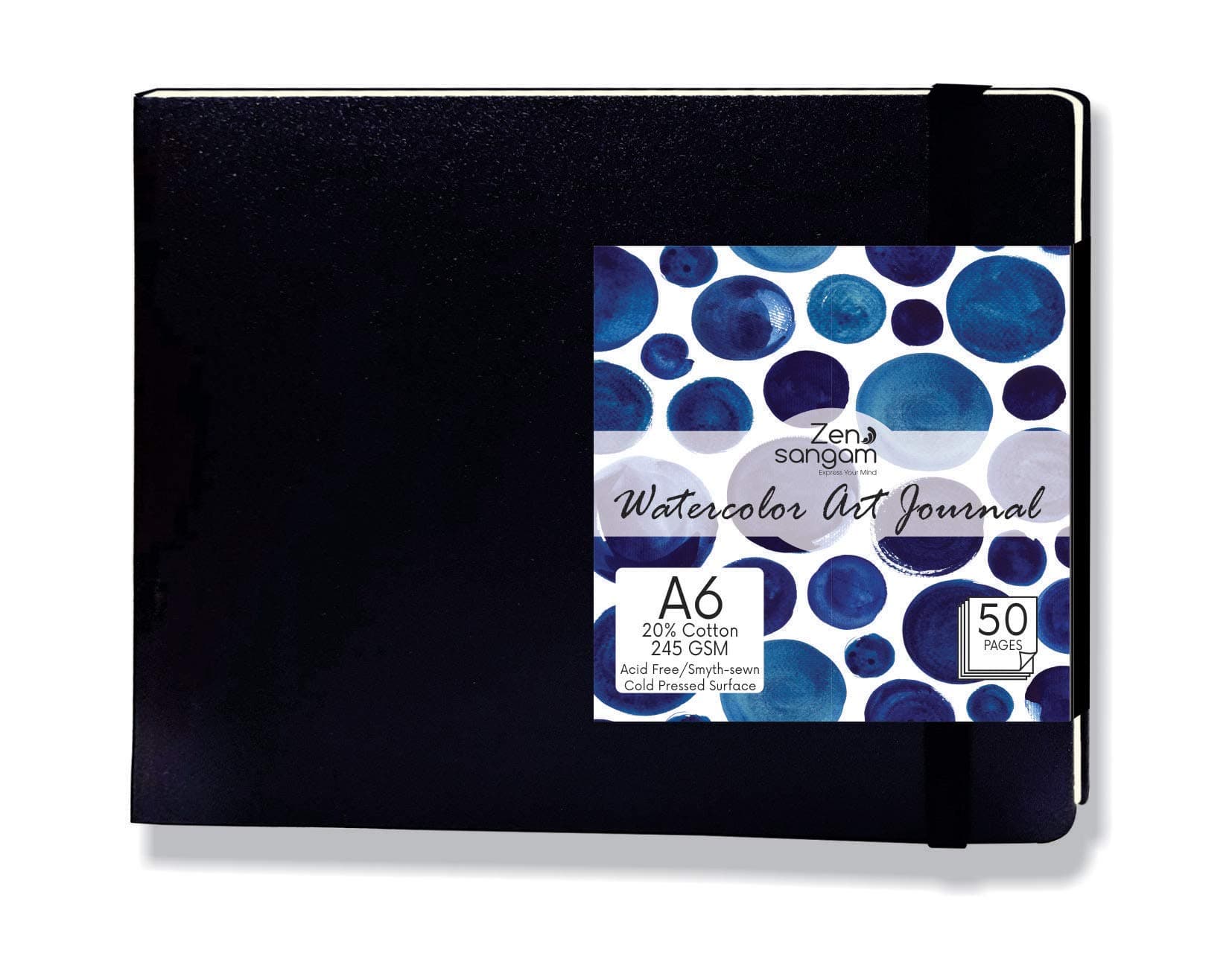 Zen Sangam Express your Mind Artists' Watercolor Art Journal A6 245GSM Cotton Cold Pressed Paper (10.5x14.8cm, Landscape) 50 Pages