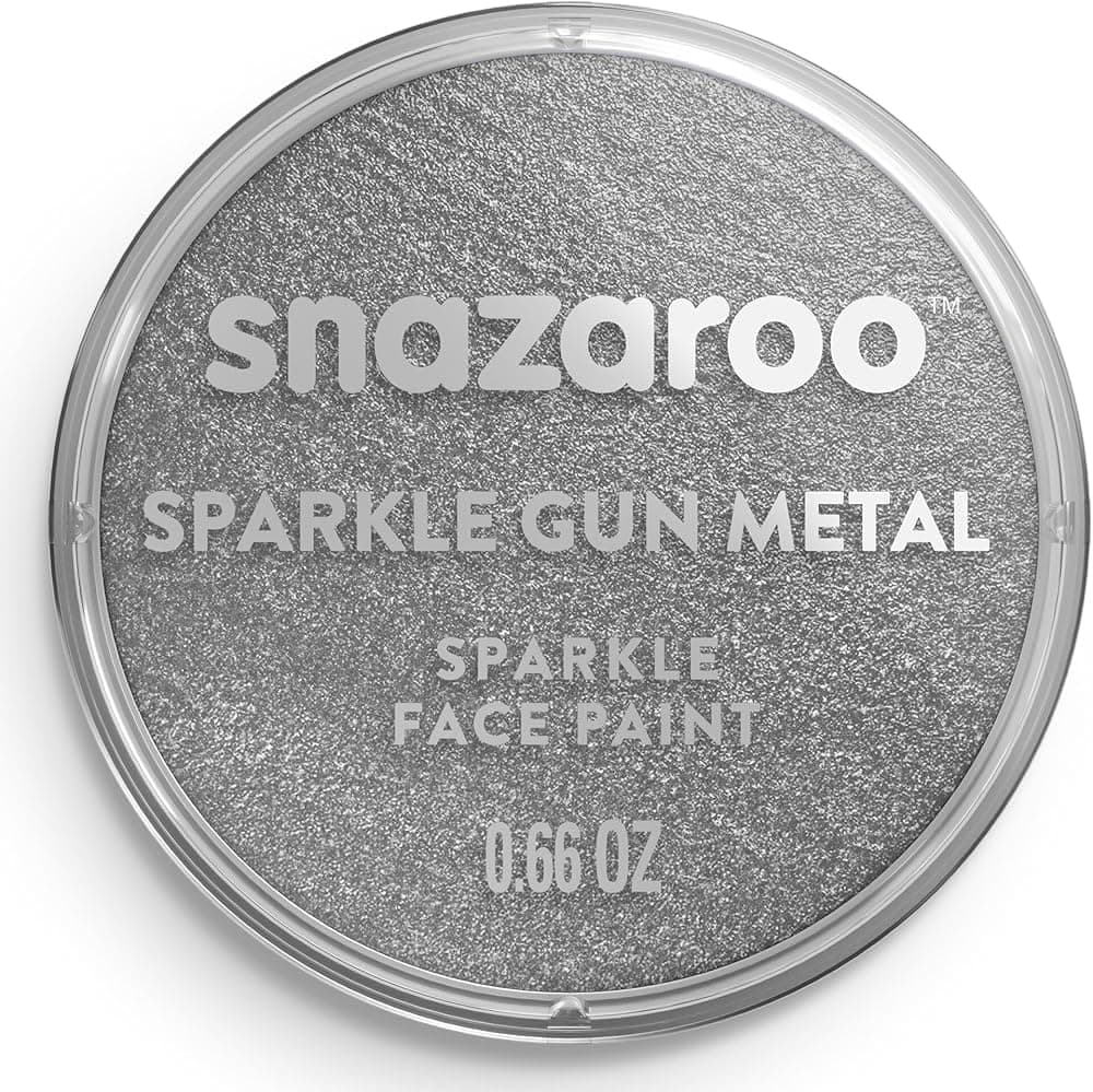 Snazaroo Sparkle Face and Body Paint for Kids and Adults, Sparkle Gun Metal Grey Colour, Water Based, Easily Washable, Non-Toxic, Makeup, Body Painting for Parties, for Ages 3+