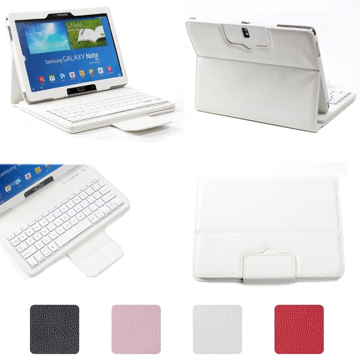 VIIGOOTECH Wireless Bluetooth Portfolio Case Cover Stand For Samsung Galaxy 10.1 2014 Edition P600 White