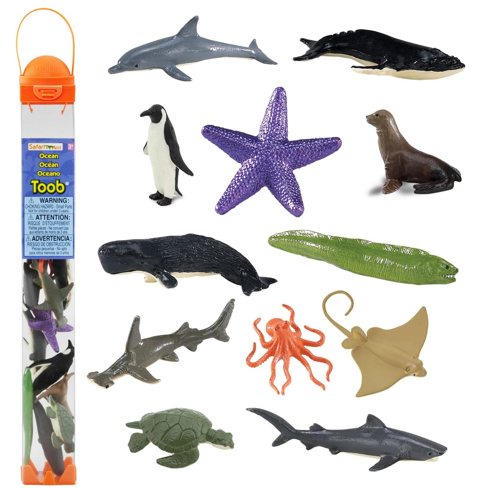 Set of 12 Ocean Miniature Figures | TOOBs Collection | Ecosystem Miniature Figures | Non-Toxic and BPA Free | Suitable for Ages 3 and Up | Safari Ltd